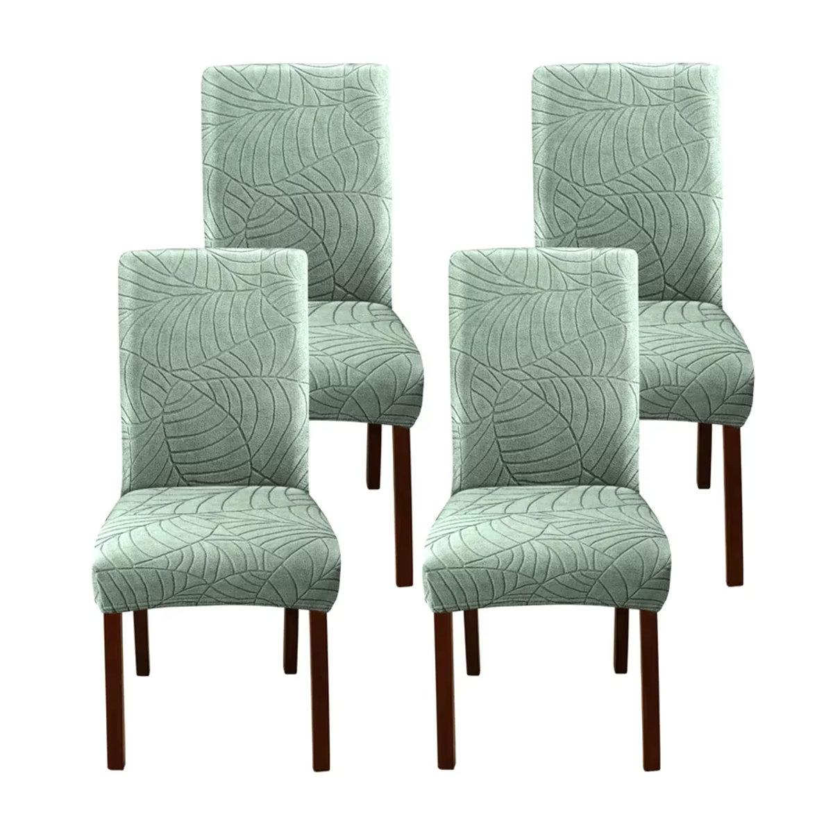 WANERQU Blatt-Jacquard-Stuhlhussen in Grau, dehnbare und universelle Sitzbezüge für dein Esszimmer - Bild 2