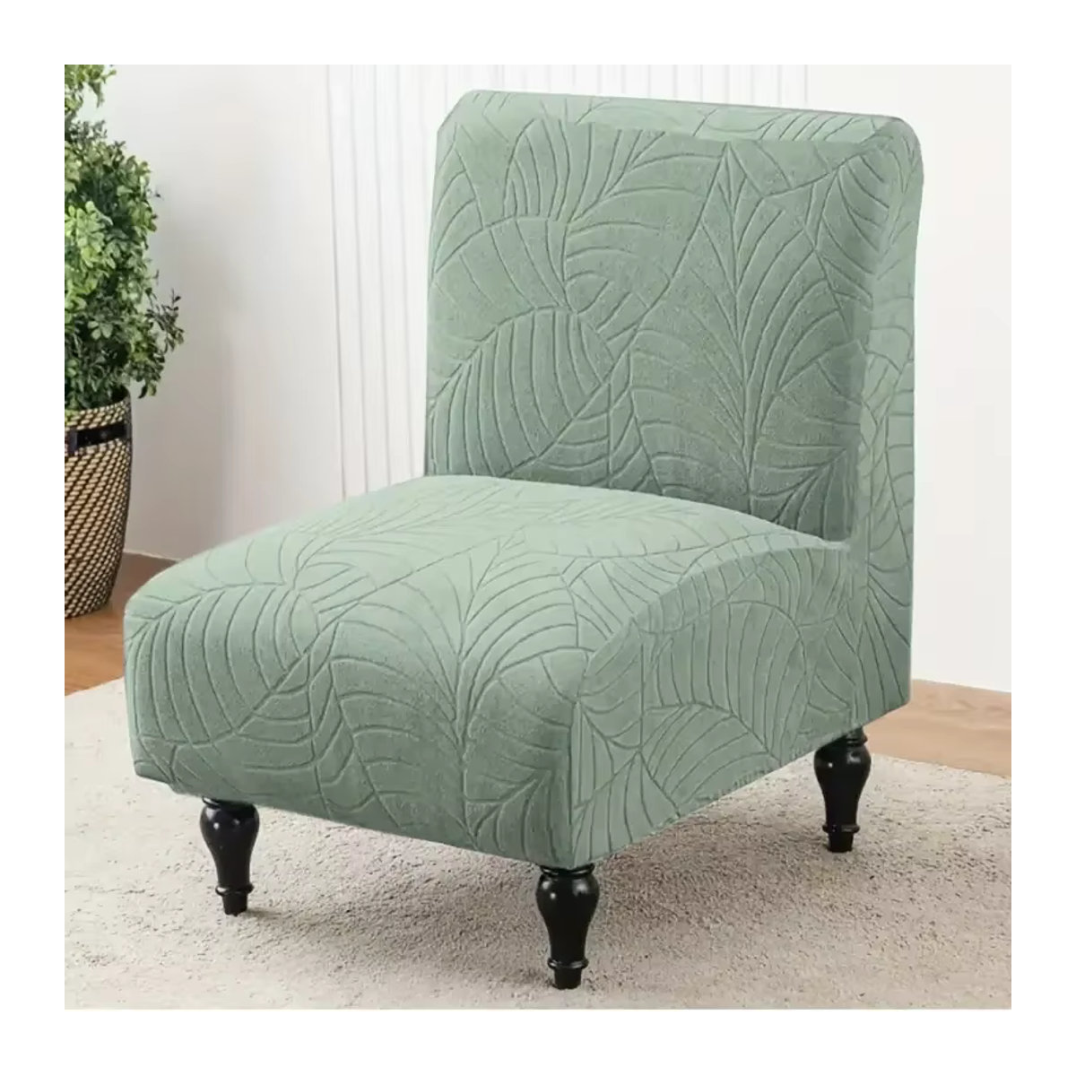 WANERQU Jacquard Armlose Stuhlhussen Elastisch und Waschbar in Grün - Bild 3