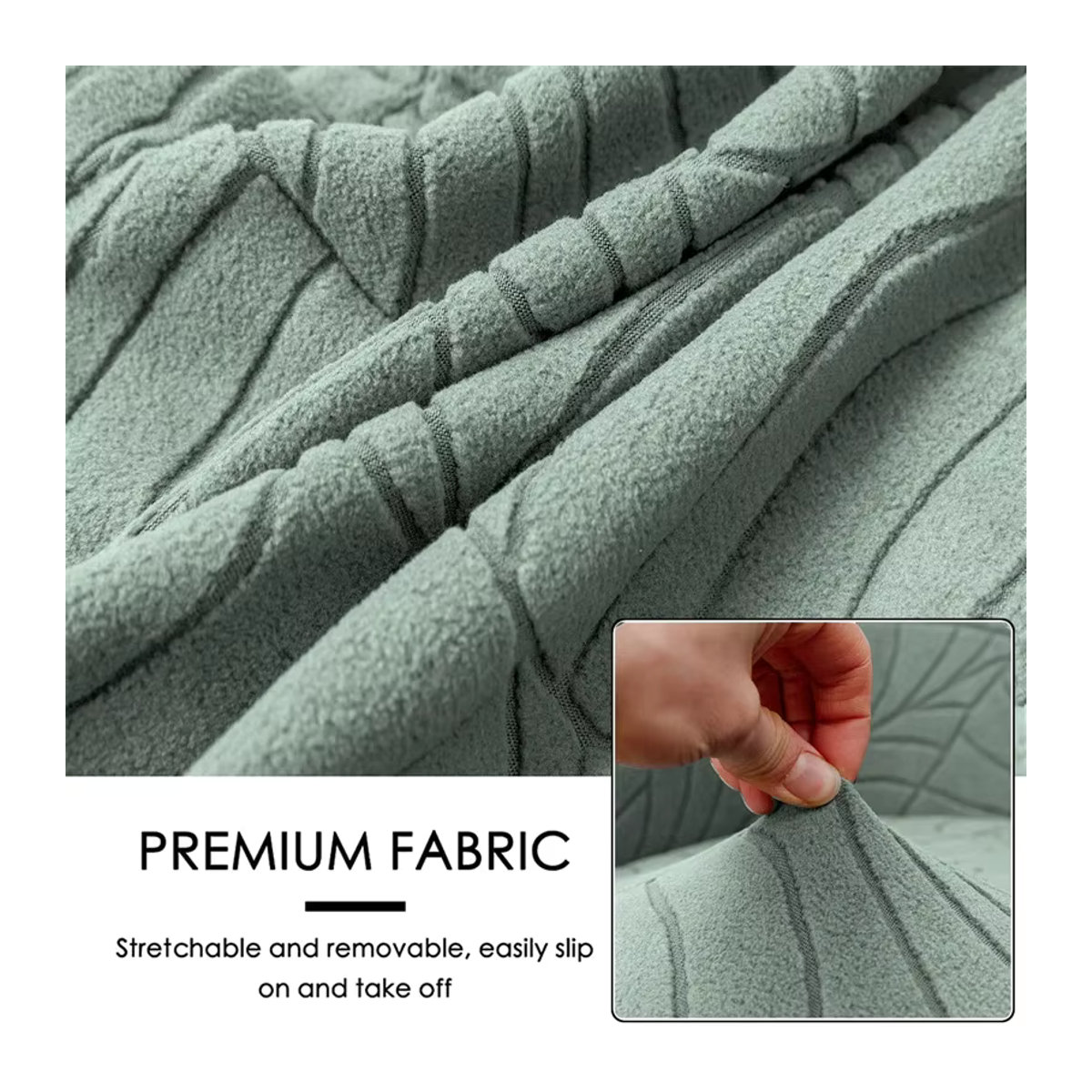 WANERQU Jacquard Armlose Stuhlhussen Elastisch und Waschbar in Grün - Bild 4