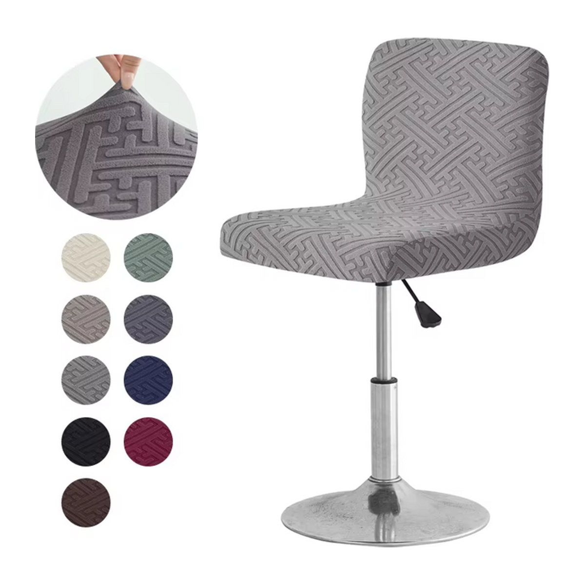 WANERQU Jacquard Barhocker Abdeckung mit kurzer Rückenlehne, Stretch Sitzbezug in Mehrfarbig, Anti-Schmutz Schutzbezug für Barstühle - Bild 1