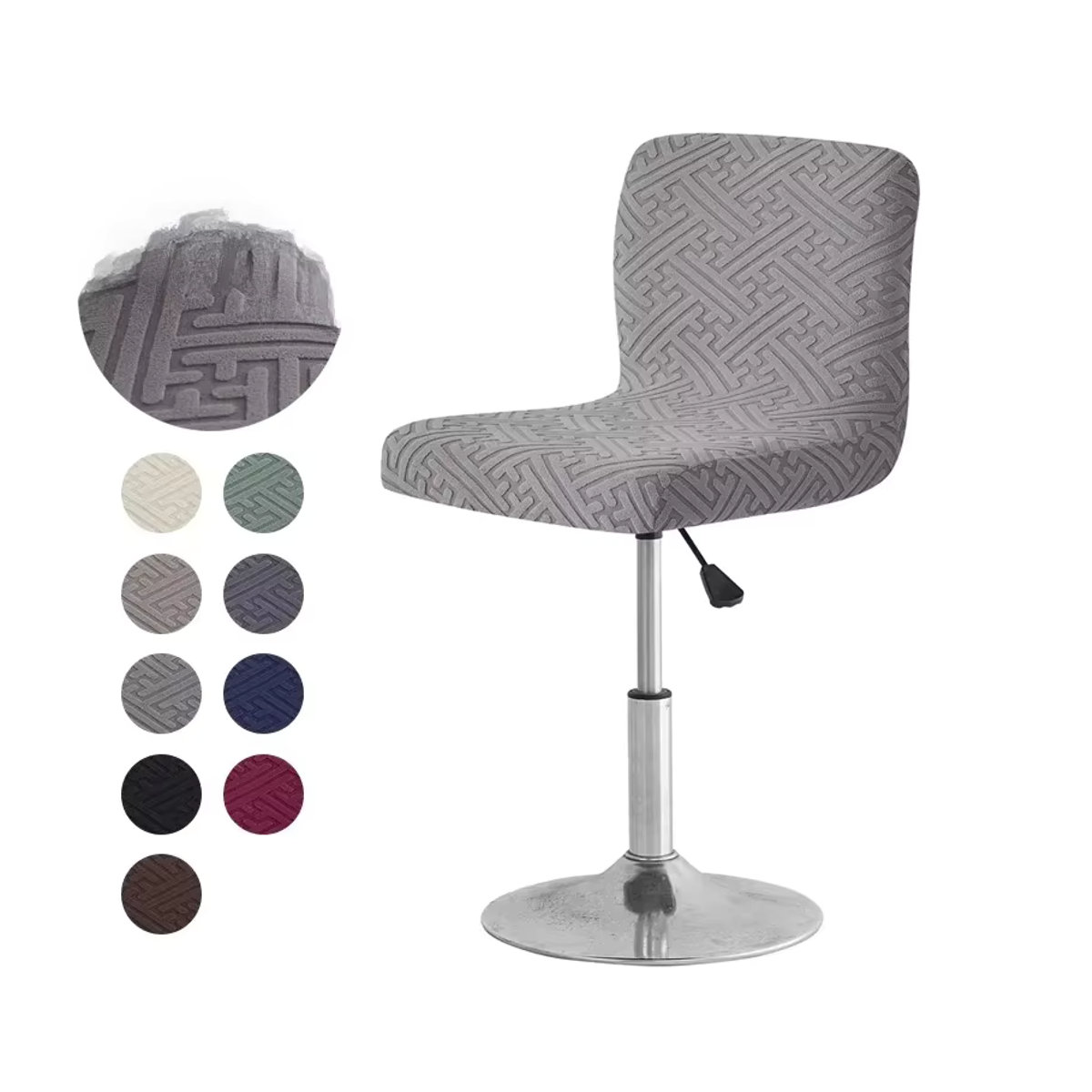 WANERQU Jacquard Barhocker Abdeckung mit kurzer Rückenlehne, Stretch Sitzbezug in Mehrfarbig, Anti-Schmutz Schutzbezug für Barstühle - Bild 4