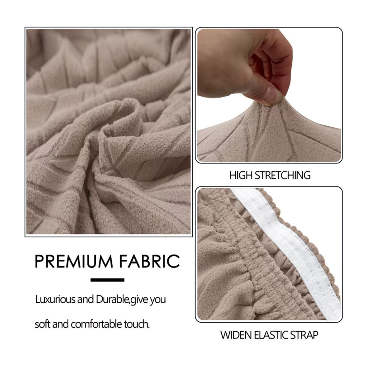 WANERQU Jacquard Esszimmerstuhl Bezug in Beige mit hoher Rückenlehne, waschbarer Schutzbezug für Sessel und Stühle - Bild 4