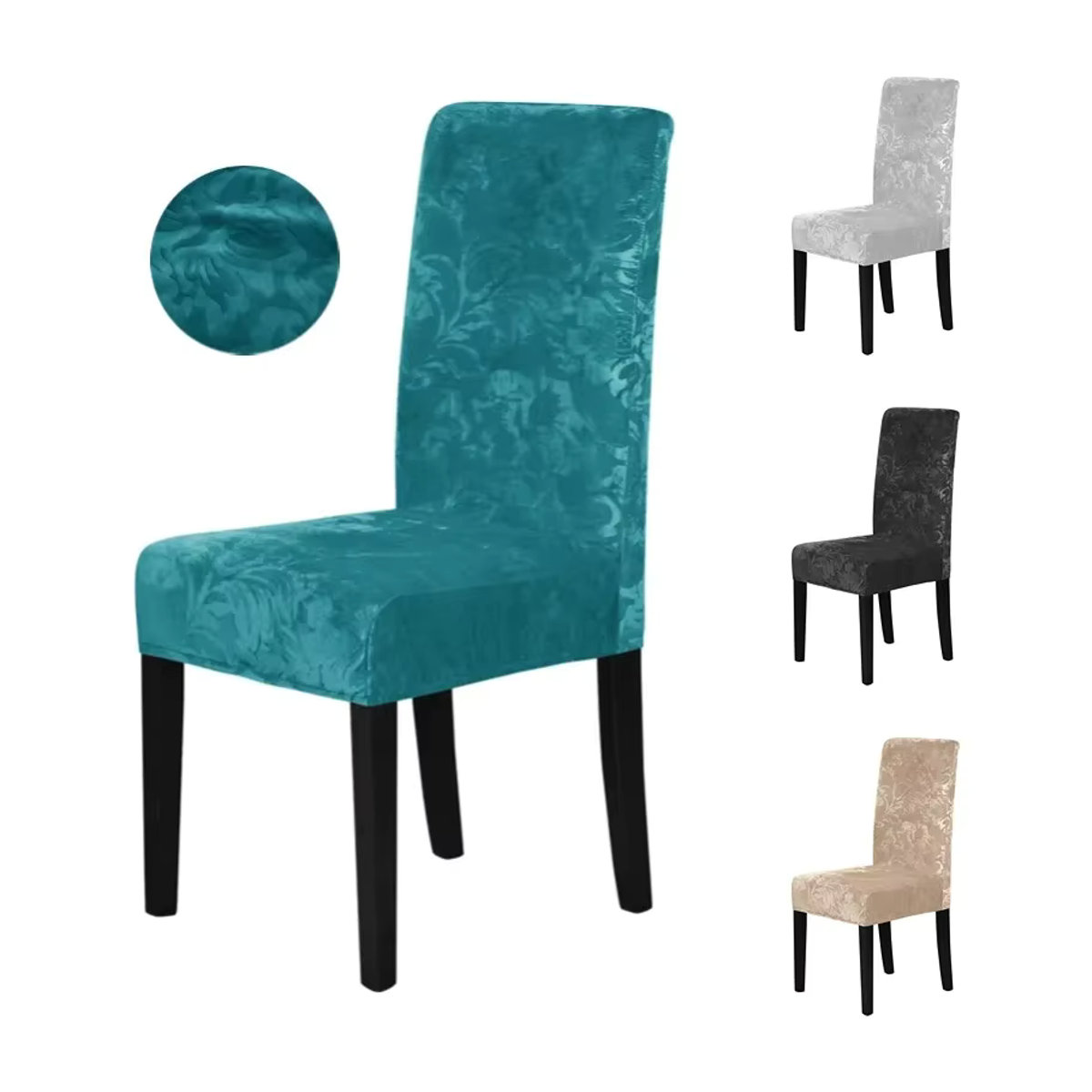 WANERQU Jacquard Stuhlbezug aus Stretch-Material, einfarbiger Sitzbezug für Esszimmerstühle, Restaurant und Hotel - Bild 5