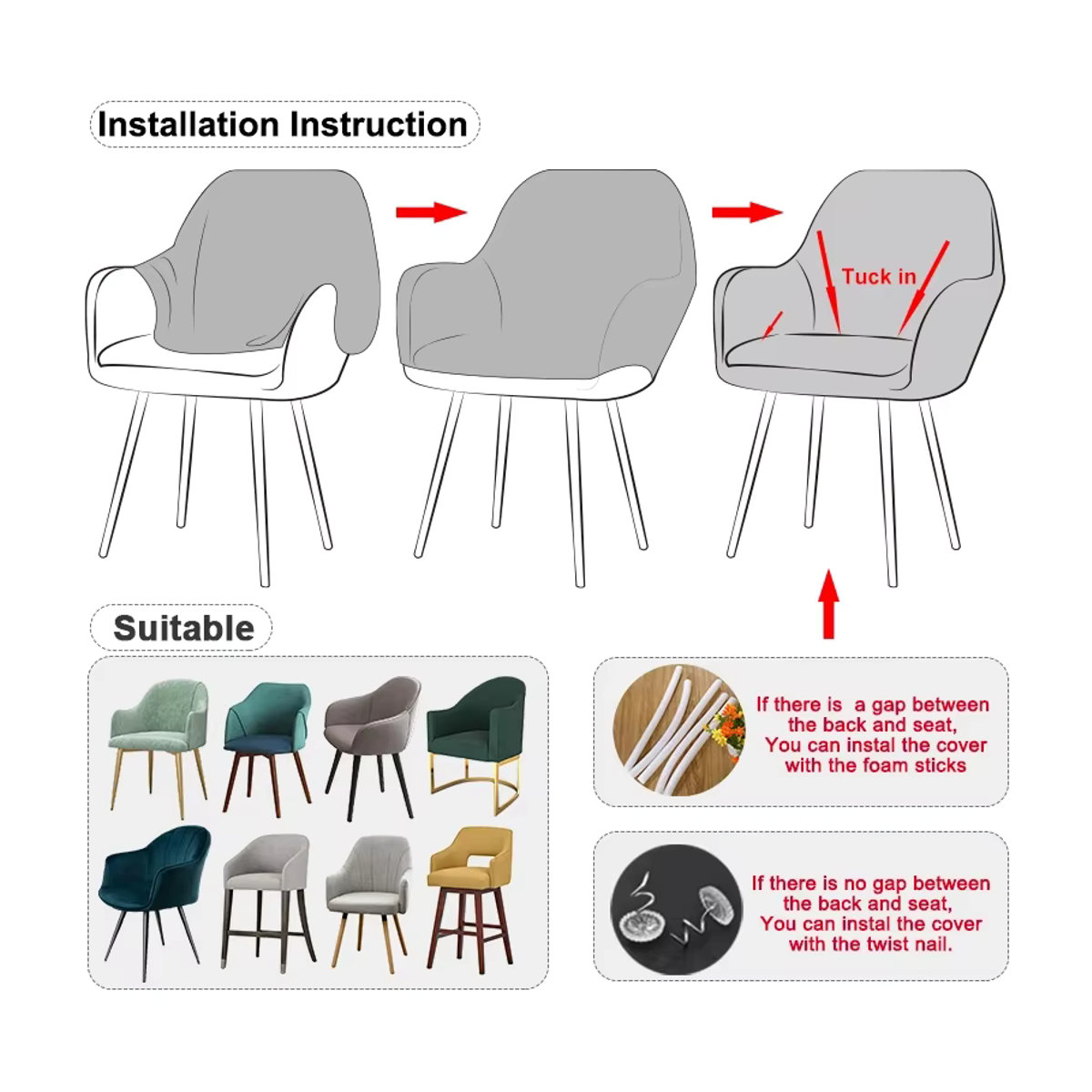 WANERQU Samt-Stuhlbezug mit hohen Armlehnen in Beige, elastischer Schonbezug aus Stoff für Esszimmerstühle und Büro, waschbar - Bild 1