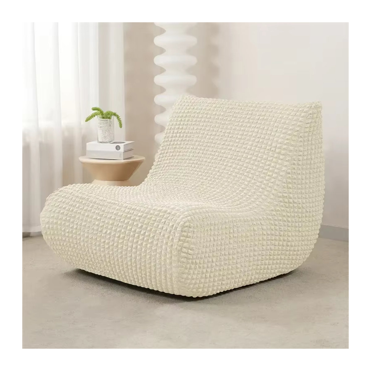 WANERQU Seersucker-Sofabezug in Orange, elastischer Stretch-Schonbezug für Sofa und Lounge - Bild 2