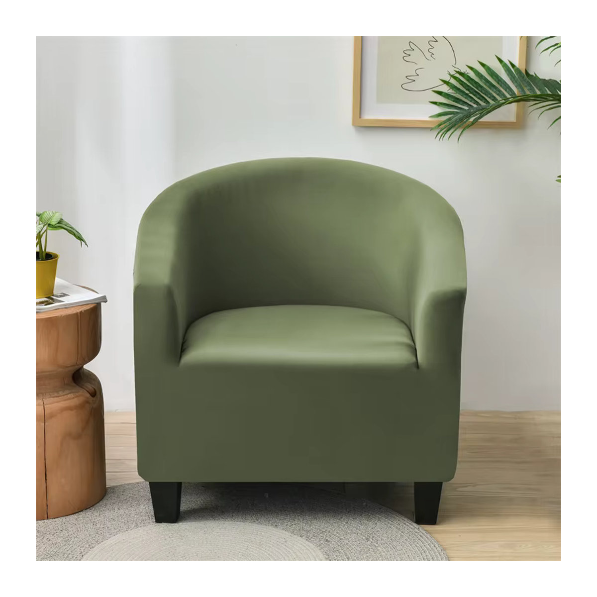 WANERQU Spandex Sesselbezug in Grün, abnehmbarer und waschbarer Schonbezug für Armlehnstühle und Sofas - Bild 6
