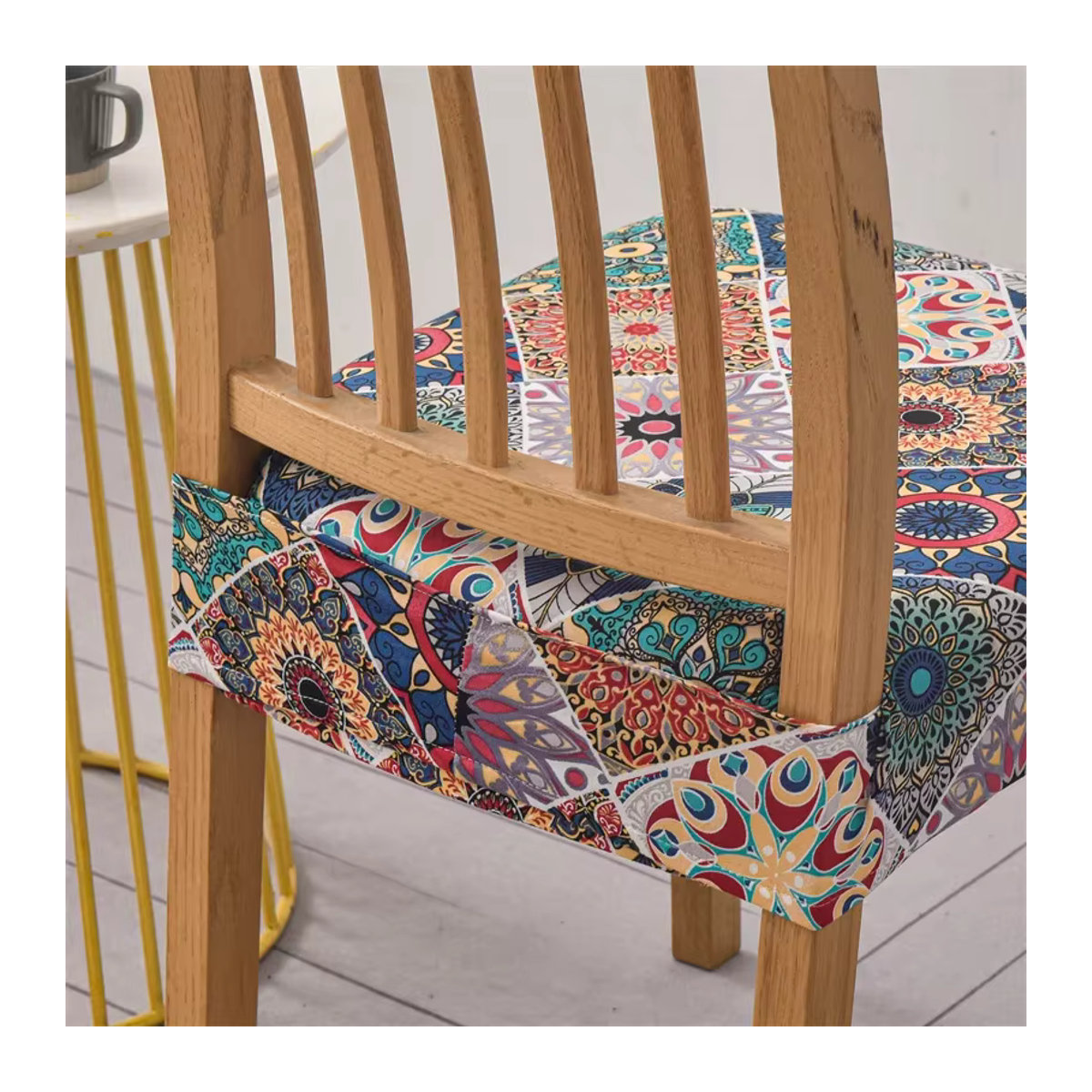 WANERQU Stretch Esszimmer Stuhl Abdeckung mit Print, abnehmbare gepolsterte Sitzbezüge für deine Wohnkultur, mehrfarbig - Bild 2