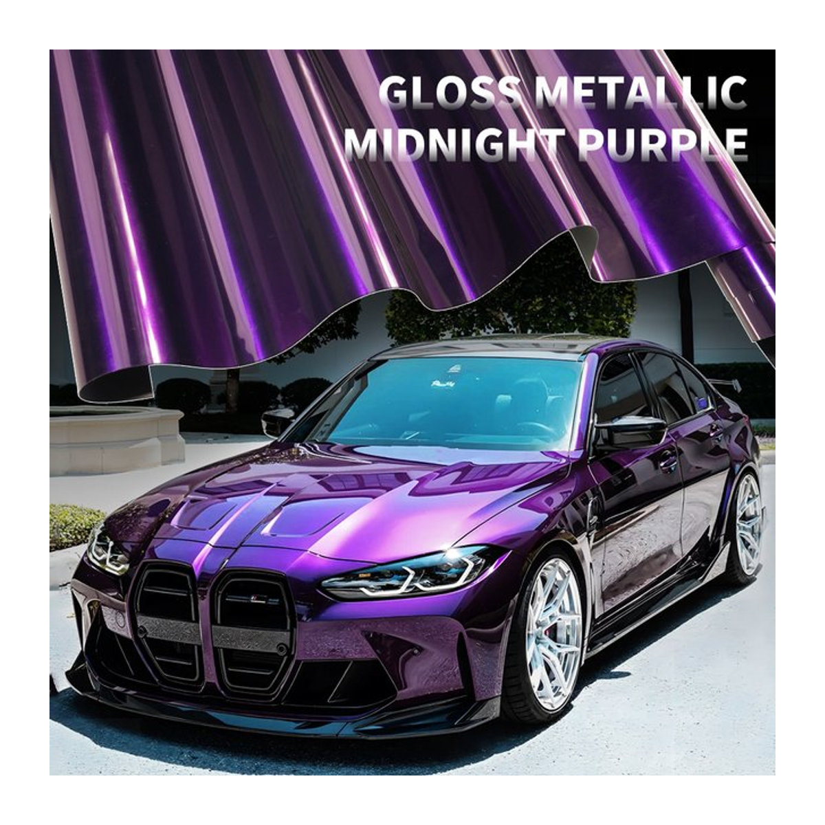 WANLUNLI Hochglanz Metallic Wrapping Vinyl Aufkleber Mitternacht Lila, B: 152 cm, H: 50 cm - Bild 1