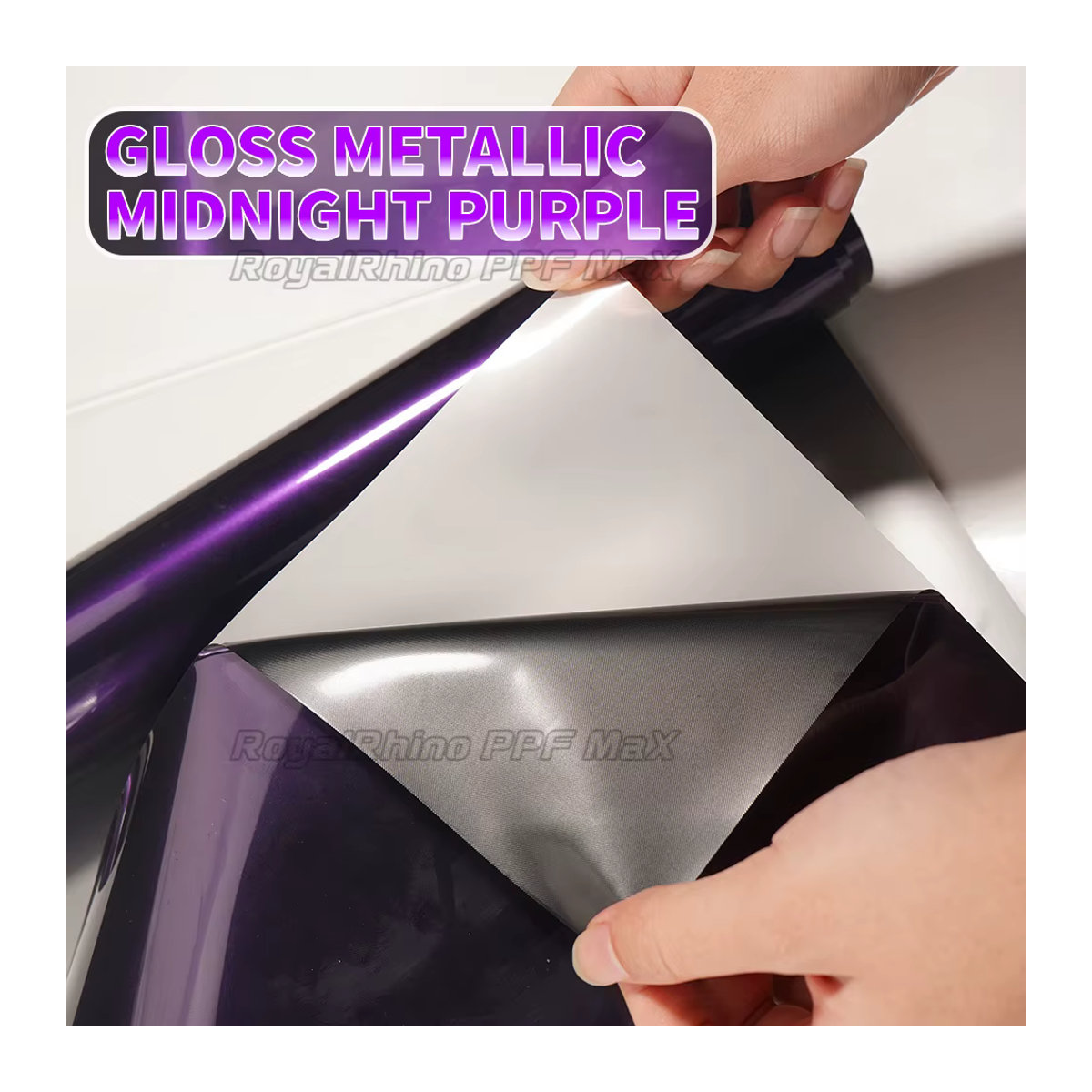 WANLUNLI Hochglanz Metallic Wrapping Vinyl Aufkleber Mitternacht Lila, B: 152 cm, H: 50 cm - Bild 3