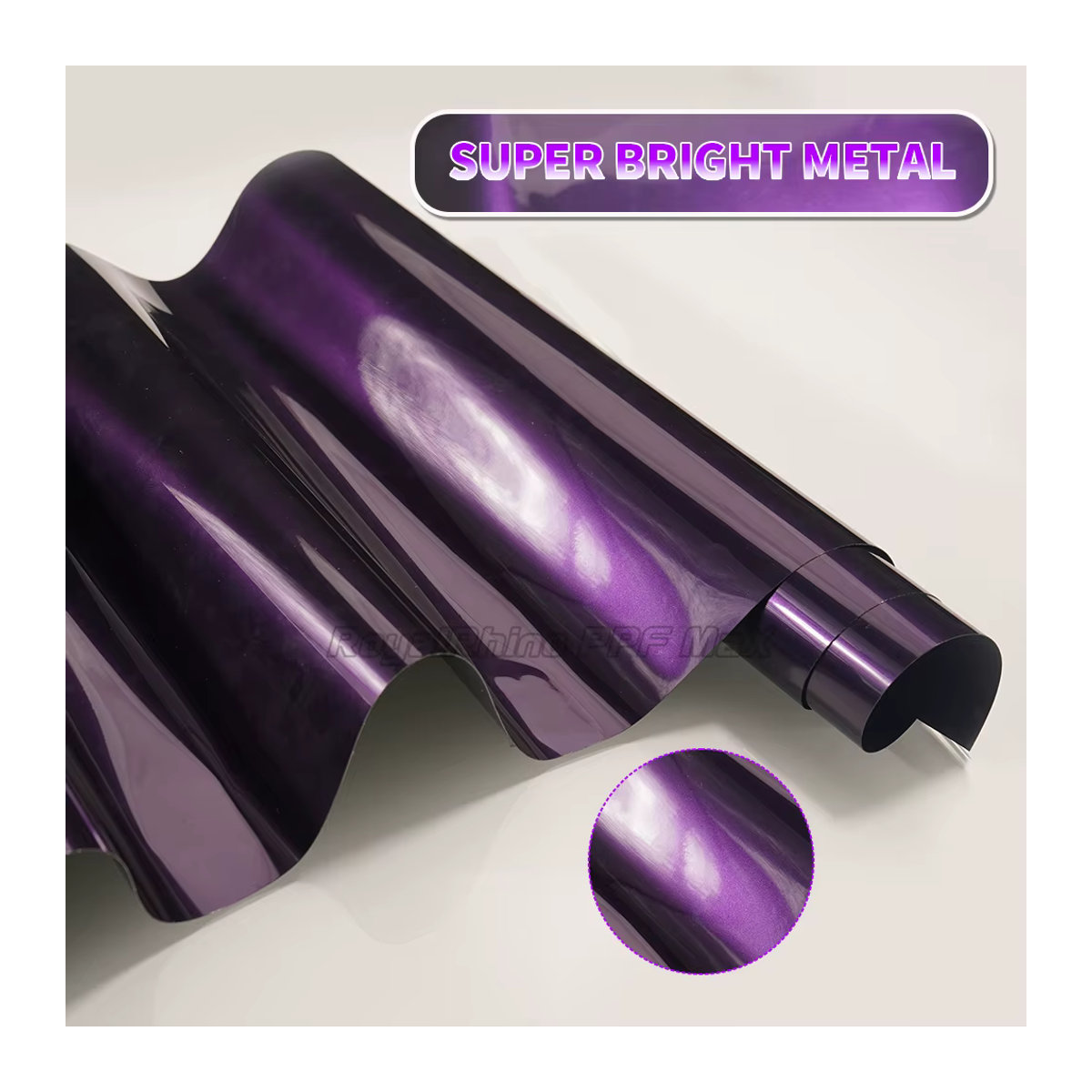 WANLUNLI Hochglanz Metallic Wrapping Vinyl Aufkleber Mitternacht Lila, B: 152 cm, H: 50 cm - Bild 4