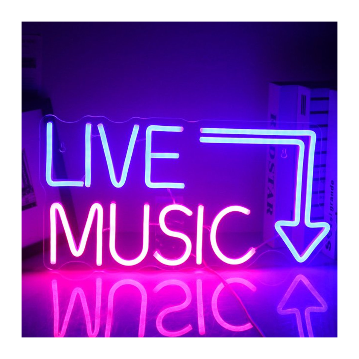 Wanxing LED Neon Live Musik Zeichen Bunt Wanddekoration aus Kunststoff für Party, Bar und Studio - Bild 1
