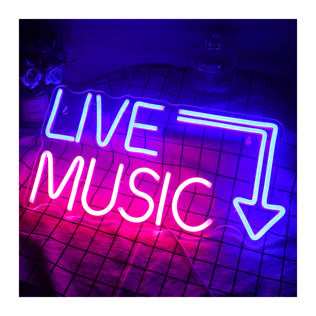 Wanxing LED Neon Live Musik Zeichen Bunt Wanddekoration aus Kunststoff für Party, Bar und Studio - Bild 2