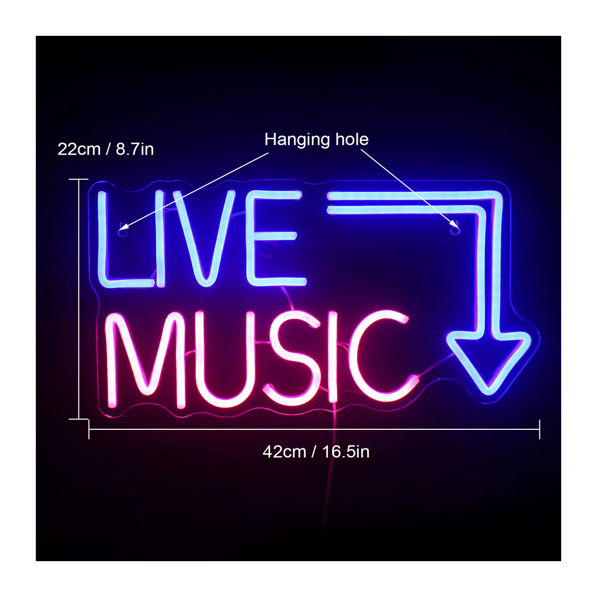 Wanxing LED Neon Live Musik Zeichen Bunt Wanddekoration aus Kunststoff für Party, Bar und Studio - Bild 4