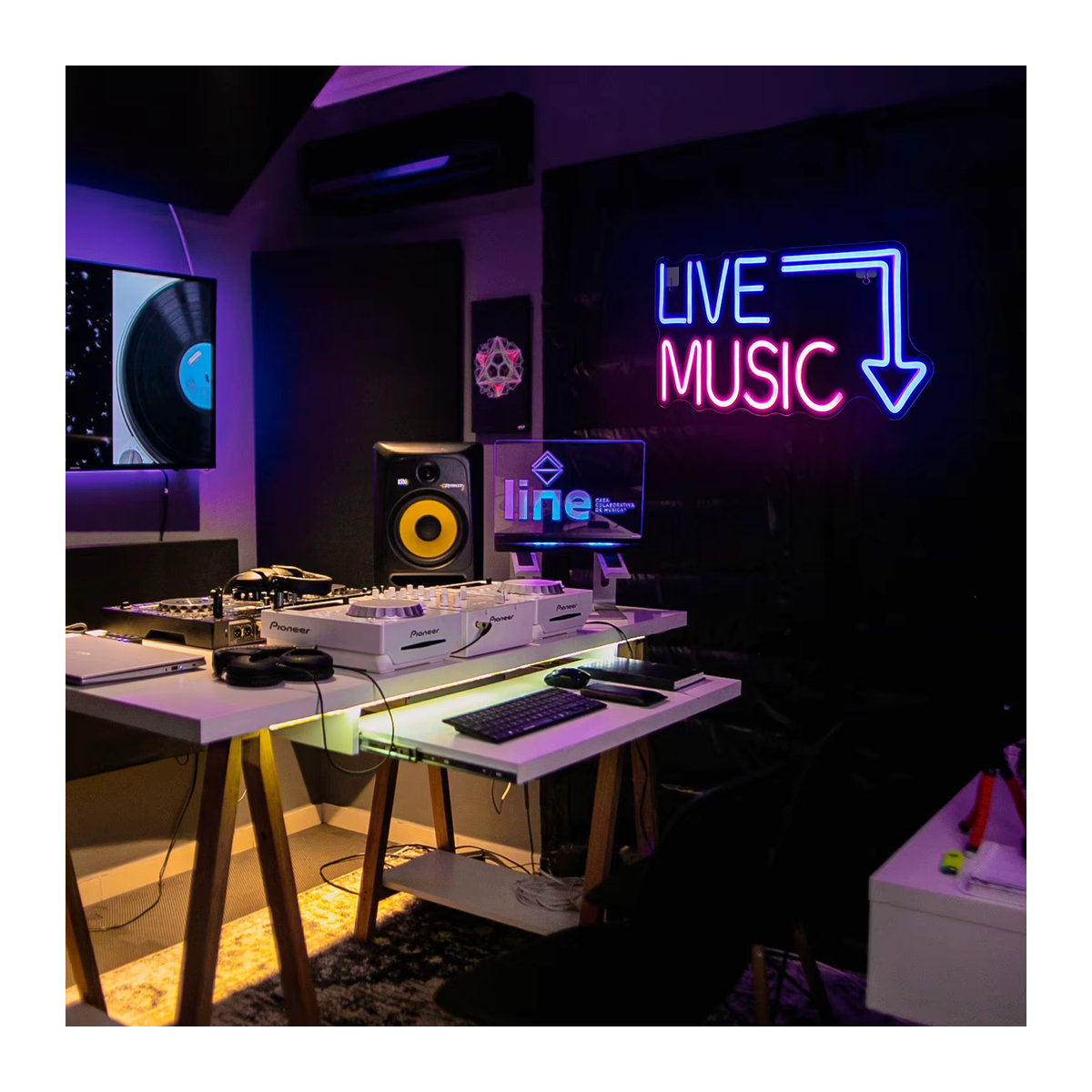 Wanxing LED Neon Live Musik Zeichen Bunt Wanddekoration aus Kunststoff für Party, Bar und Studio - Bild 6