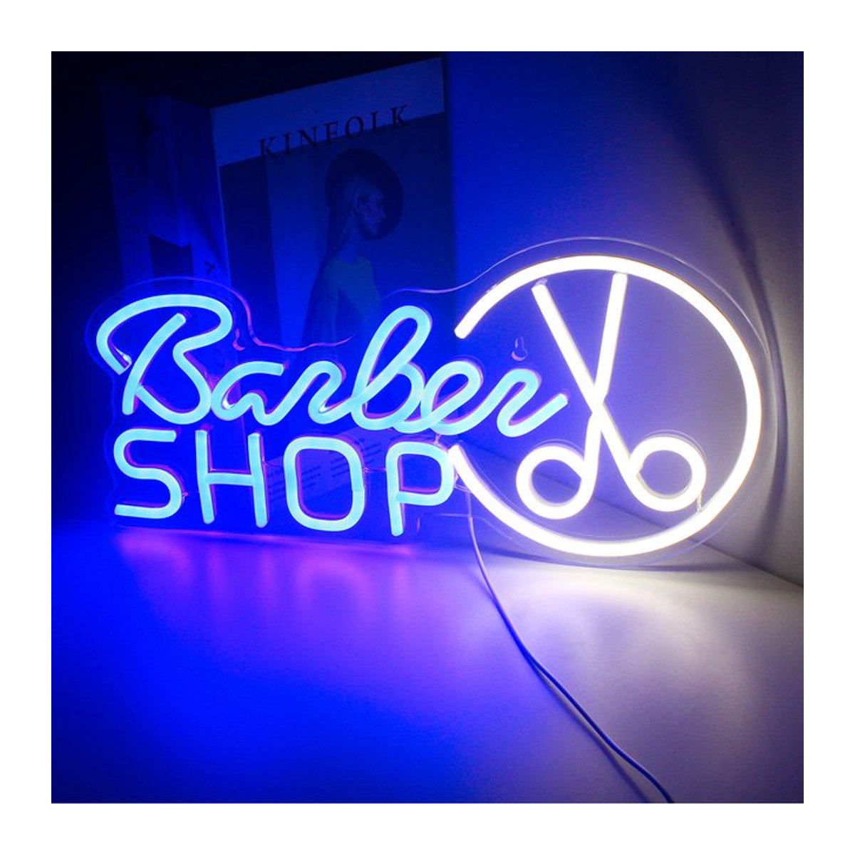 Wanxing LED Neon Schild Blau Modernes Wandlicht für Friseursalon und Beauty Salon zur USB-Betriebung - Bild 1