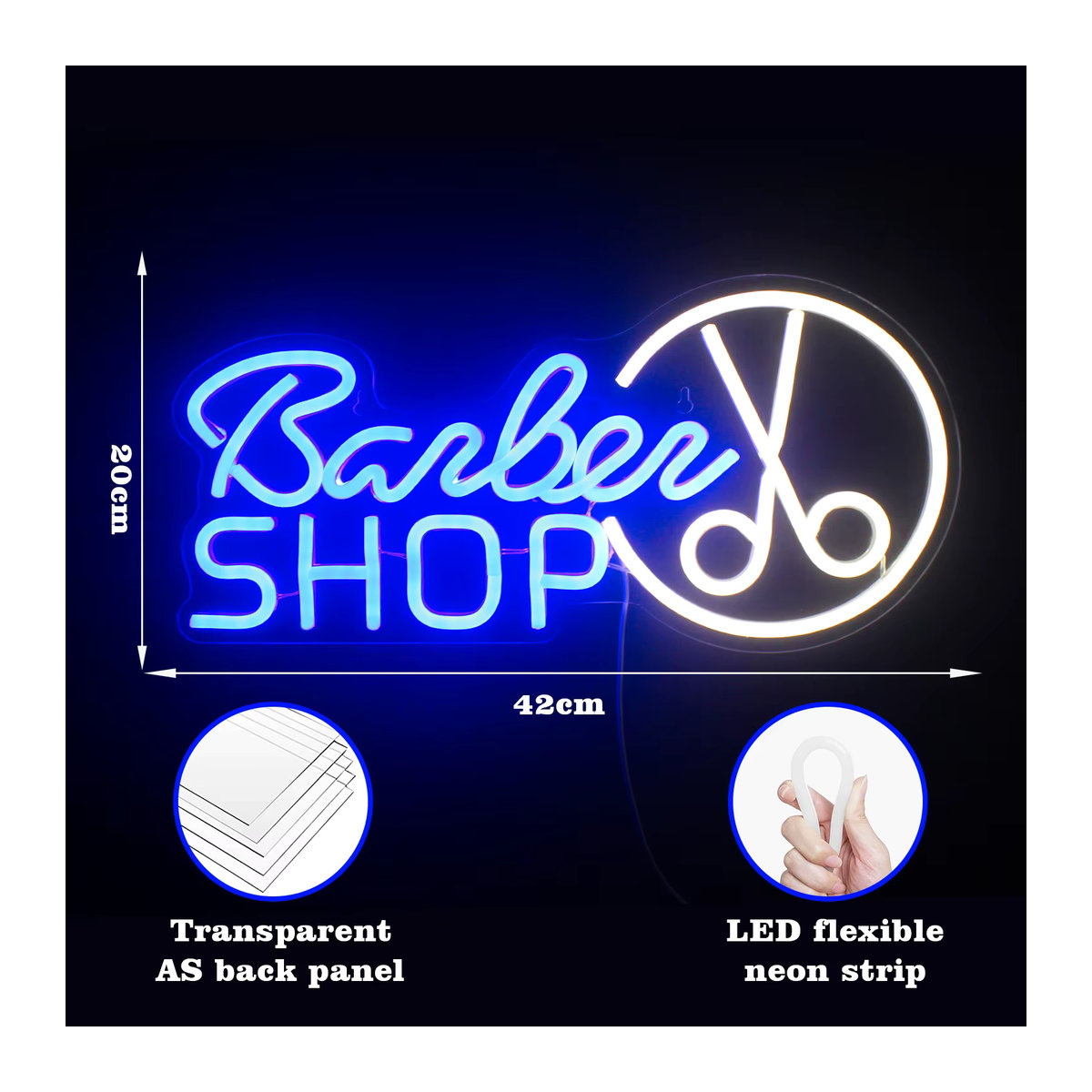 Wanxing LED Neon Schild Blau Modernes Wandlicht für Friseursalon und Beauty Salon zur USB-Betriebung - Bild 2