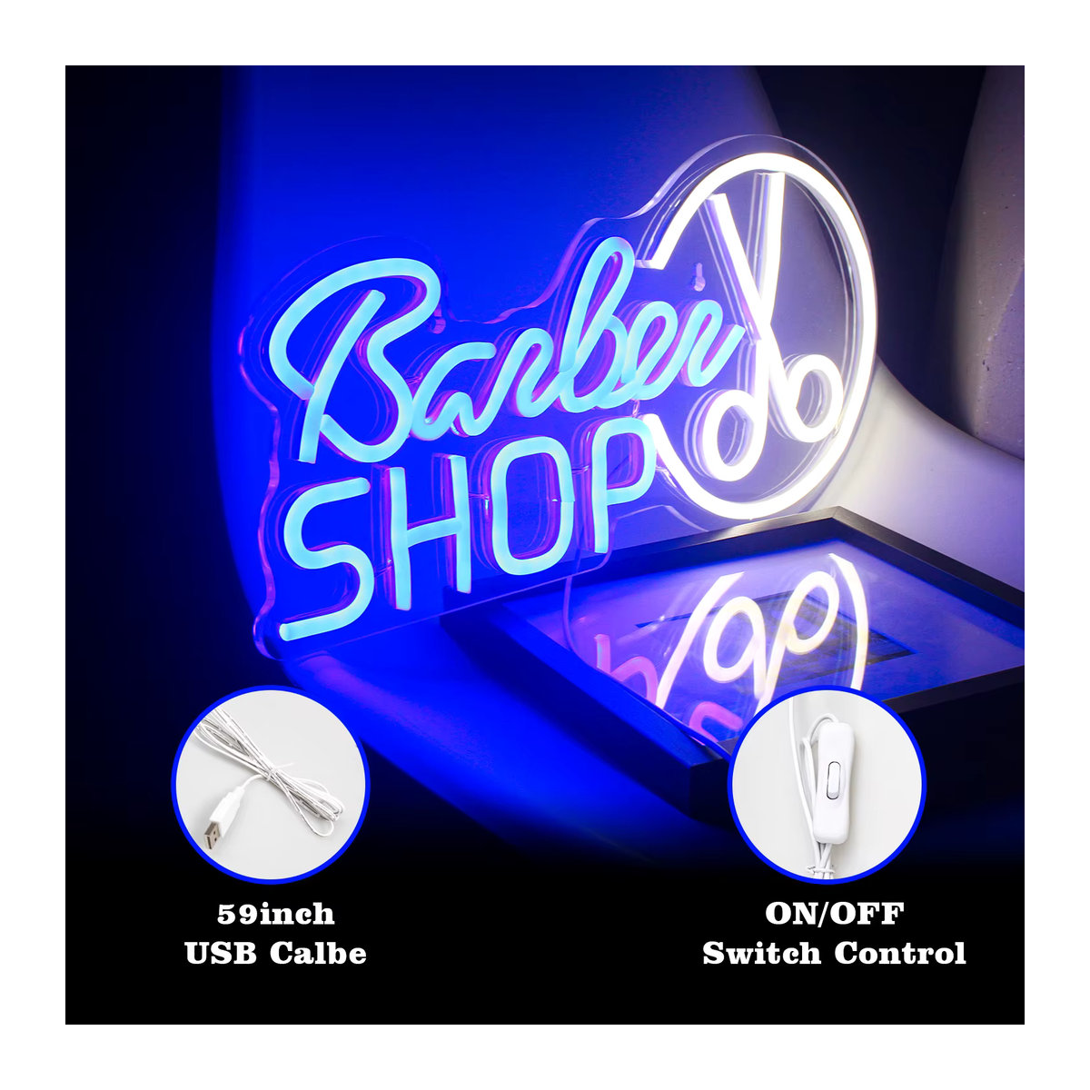 Wanxing LED Neon Schild Blau Modernes Wandlicht für Friseursalon und Beauty Salon zur USB-Betriebung - Bild 3