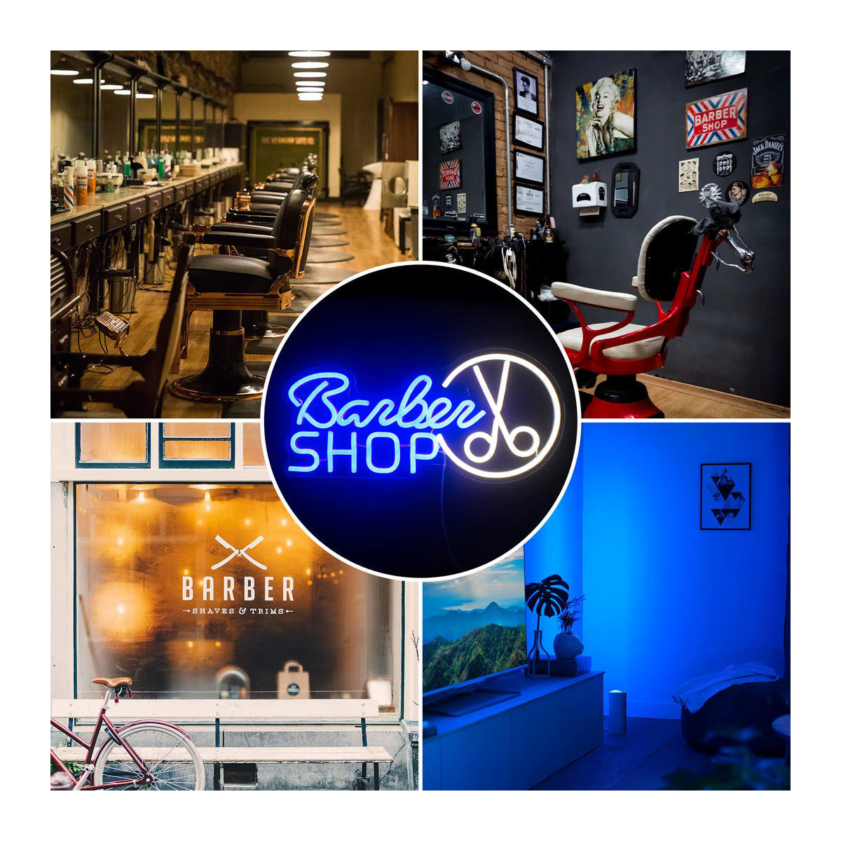 Wanxing LED Neon Schild Blau Modernes Wandlicht für Friseursalon und Beauty Salon zur USB-Betriebung - Bild 6