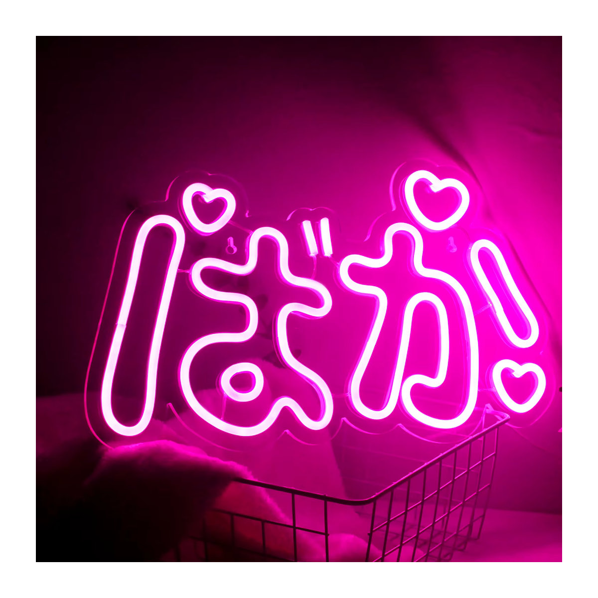 Wanxing LED Neonschild Baka Rosa Handgefertigte Acryl Wanddekoration USB-betrieben - Bild 3
