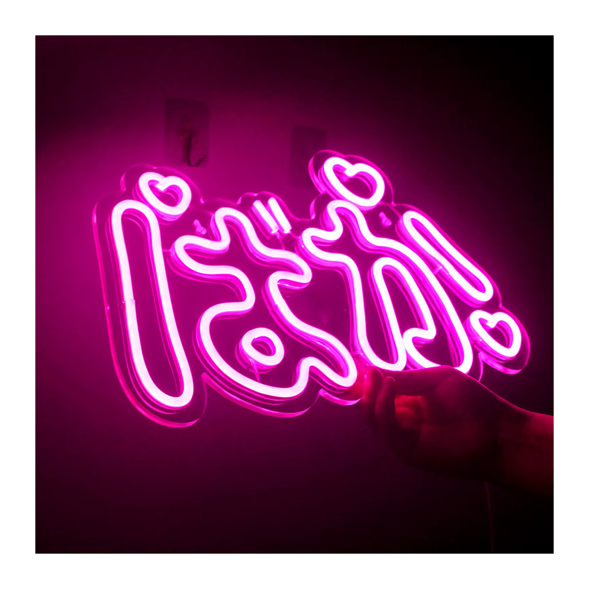 Wanxing LED Neonschild Baka Rosa Handgefertigte Acryl Wanddekoration USB-betrieben - Bild 5