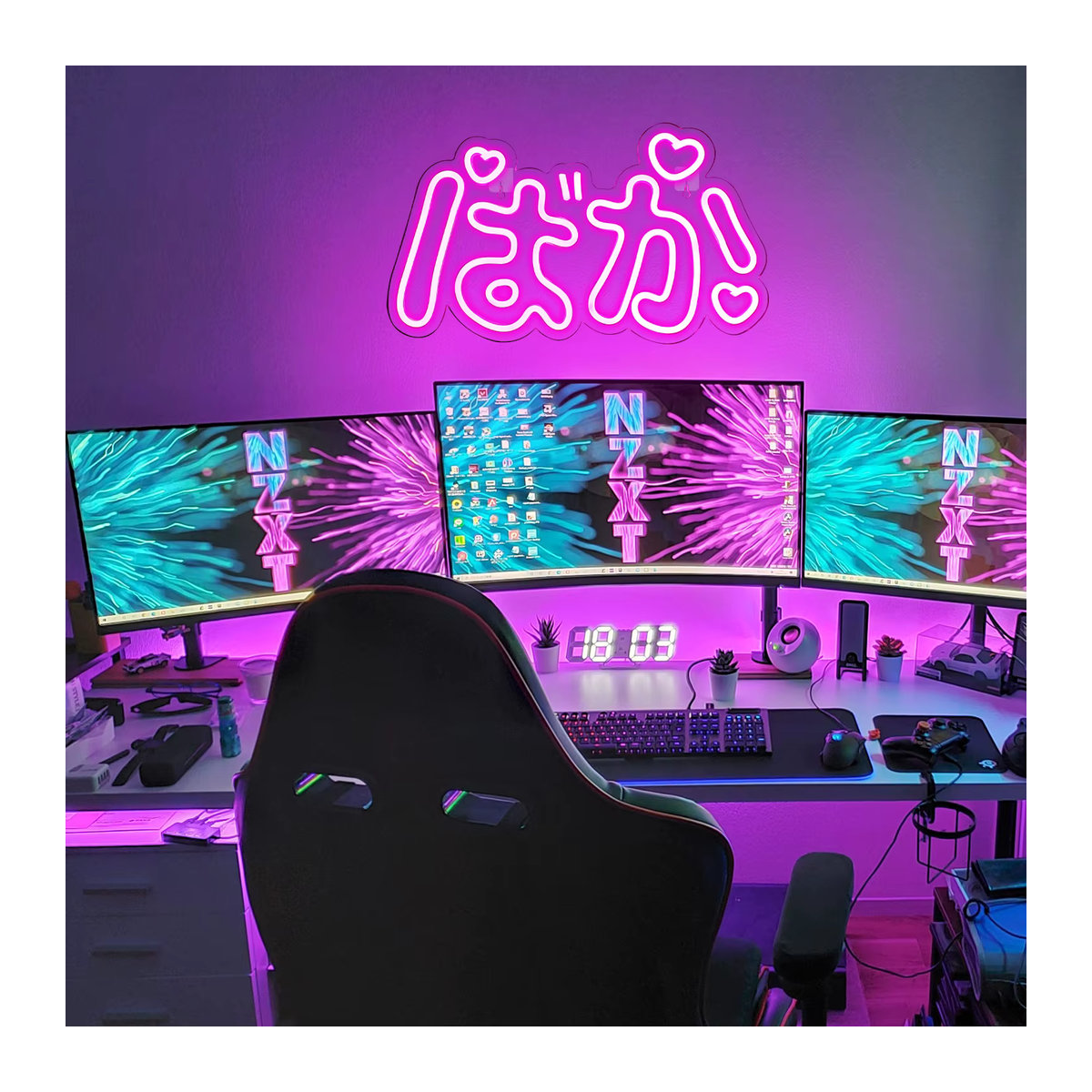Wanxing LED Neonschild Baka Rosa Handgefertigte Acryl Wanddekoration USB-betrieben - Bild 6