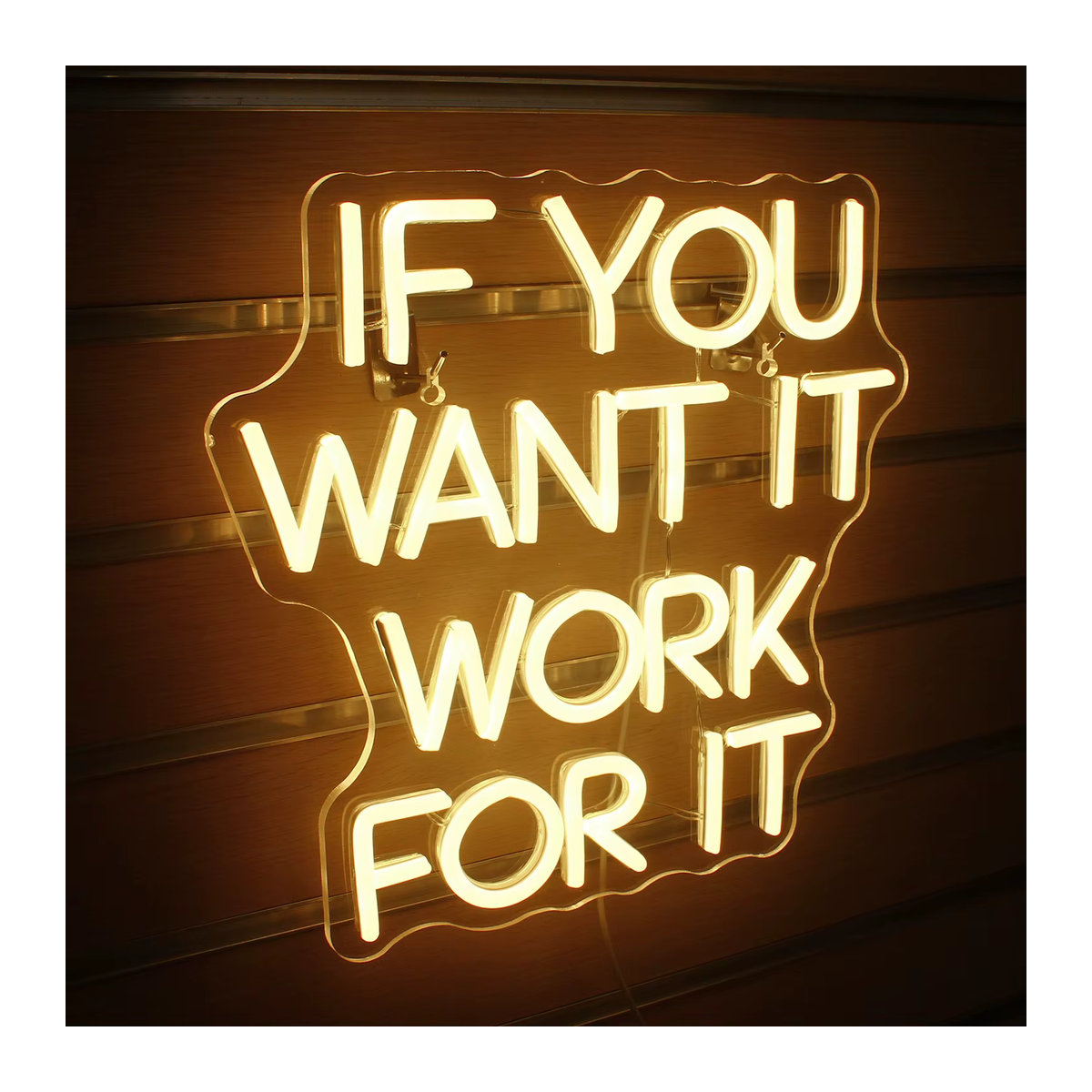 Wanxing LED Neonschild If You Want It Work For It in Gelb, dimmbare USB-Wandleuchte für Fitnessstudio, Schlafzimmer und Party-Deko - Bild 2