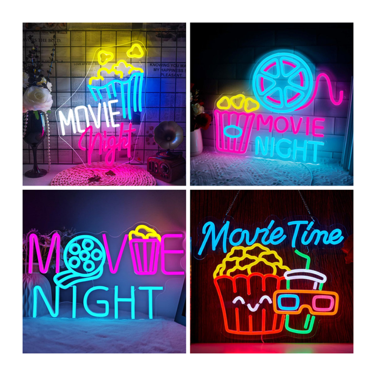 Wanxing Neon Film Nacht LED Wanddekor aus Acryl in Bunt im Retro-Stil für dein Heimkino und Party-Deko - Bild 1