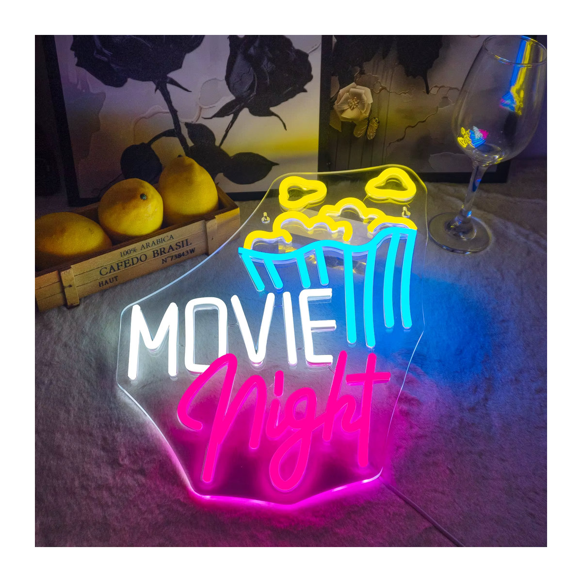 Wanxing Neon Film Nacht LED Wanddekor aus Acryl in Bunt im Retro-Stil für dein Heimkino und Party-Deko - Bild 2