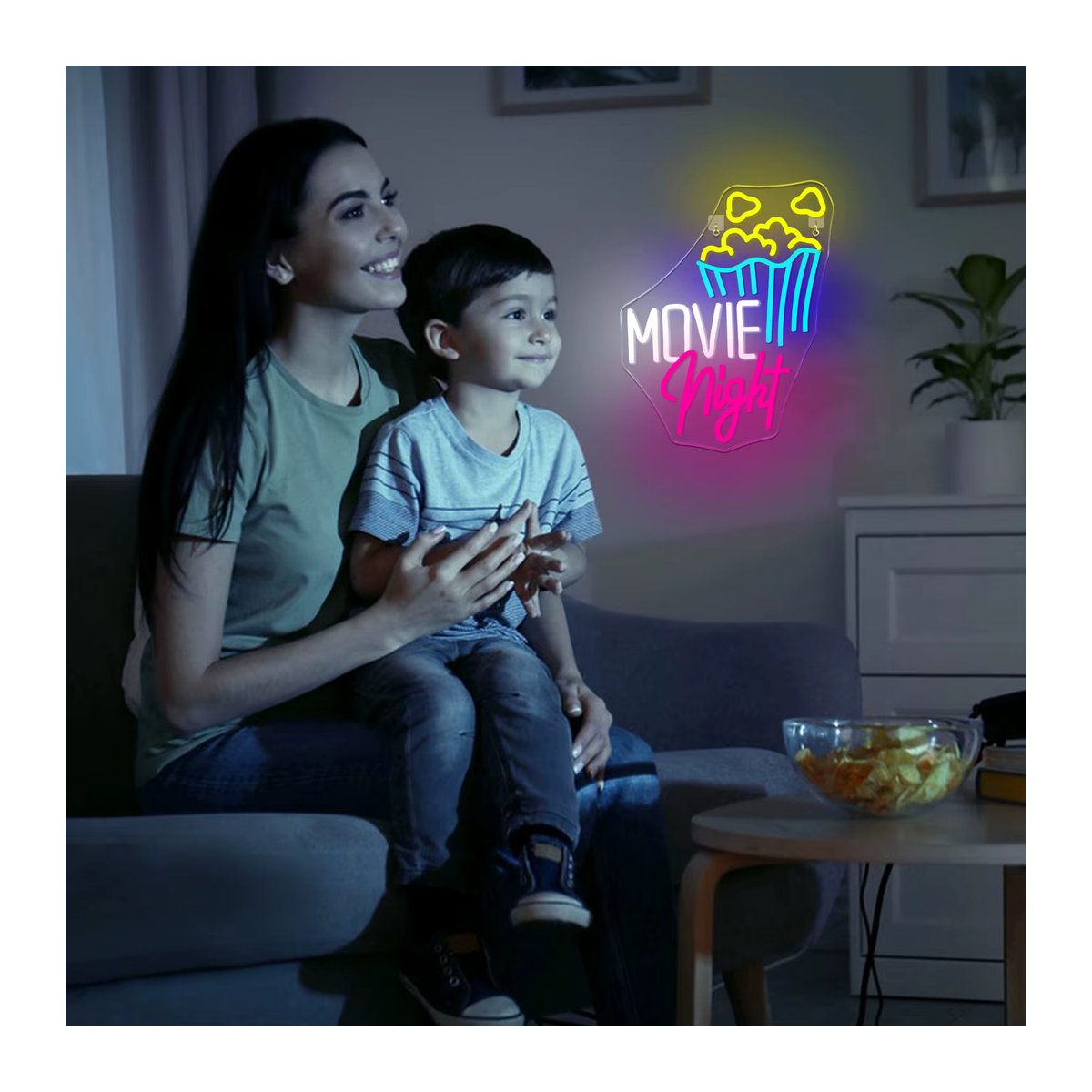 Wanxing Neon Film Nacht LED Wanddekor aus Acryl in Bunt im Retro-Stil für dein Heimkino und Party-Deko - Bild 6