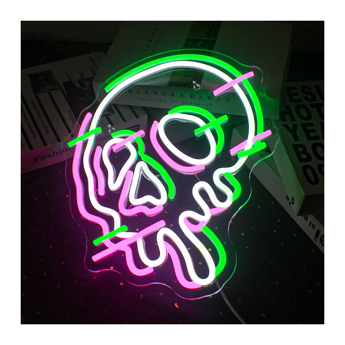 Wanxing Schmelzender Schädel LED Wandleuchte dimmbar USB-Lampe in Bunt für Halloween und Raumdekoration - Bild 2