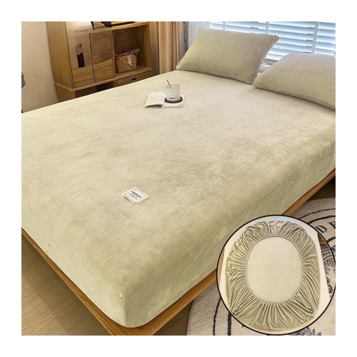 Warmes Korallenvlies Matratzenbezug für dein Doppelbett, einfarbig und weich, B/T: 200 x 220 cm - Bild 1