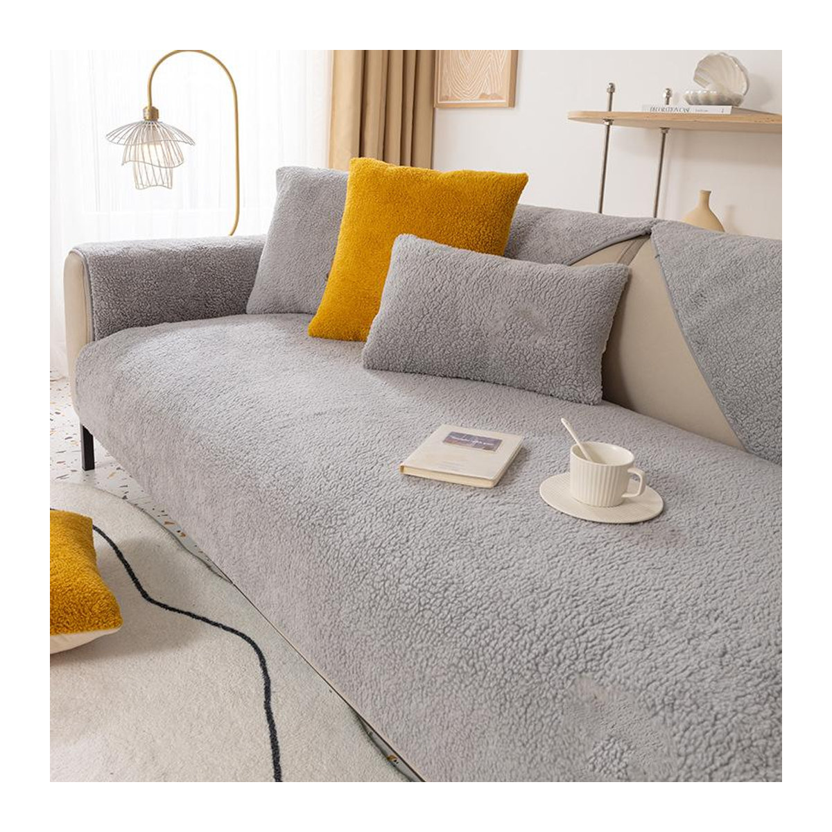 Warmes Lamm-Fleece Sofa Kissen aus Plüsch, rutschfest und dick, Nordic Design, 70 x 70 cm - Bild 1