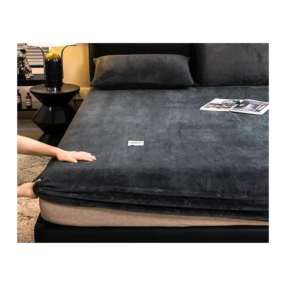 Wasart Winter Spannbettlaken aus warmem Plüsch und flauschigem Samt-Fleece für Doppelbetten in King Size - Bild 4