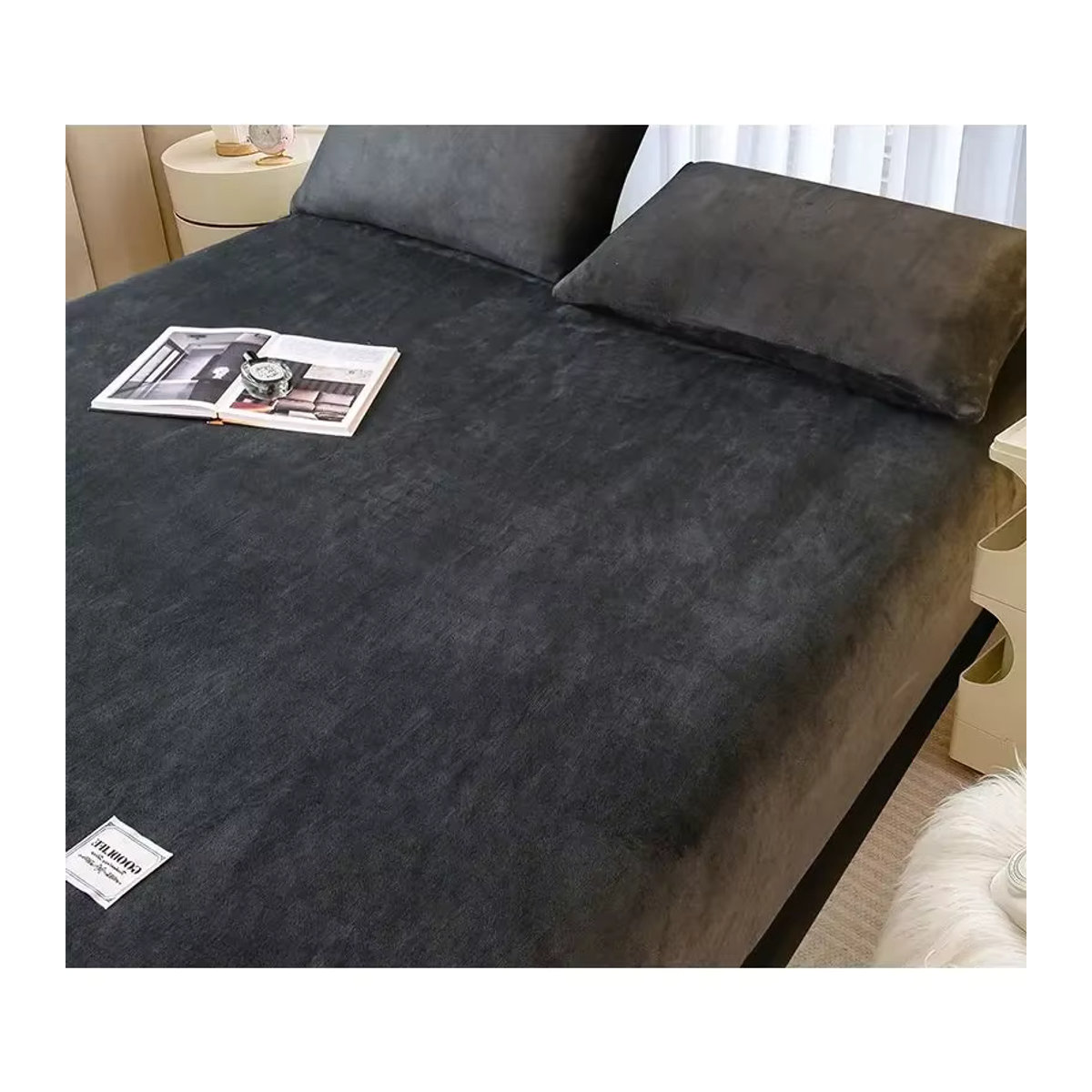 Wasart Winter Spannbettlaken aus warmem Plüsch und flauschigem Samt-Fleece für Doppelbetten in King Size - Bild 5