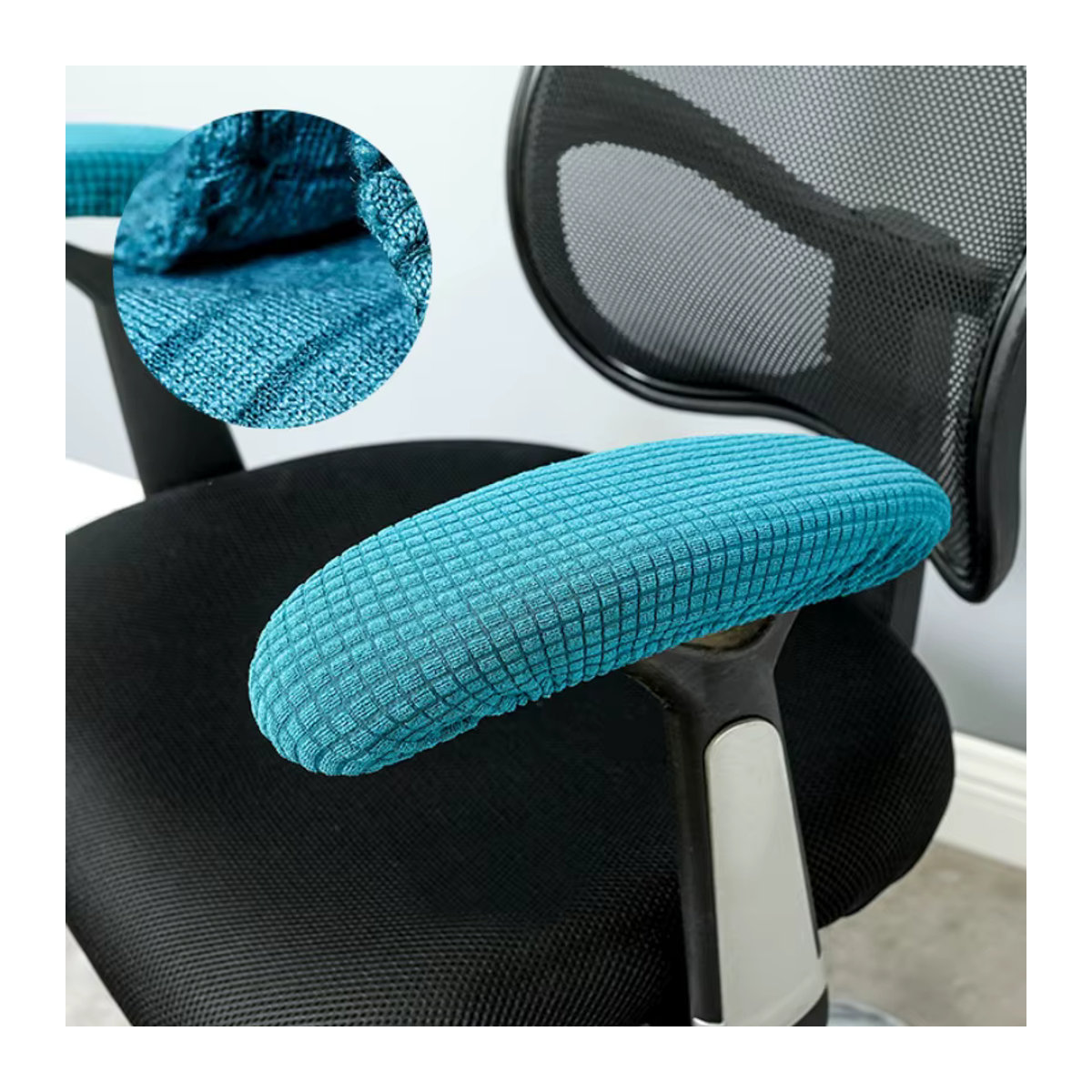 Waschbare und wasserdichte Armlehnenabdeckung für Bürostühle aus elastischem Stoff, Schwarz, 1 Paar - Bild 3