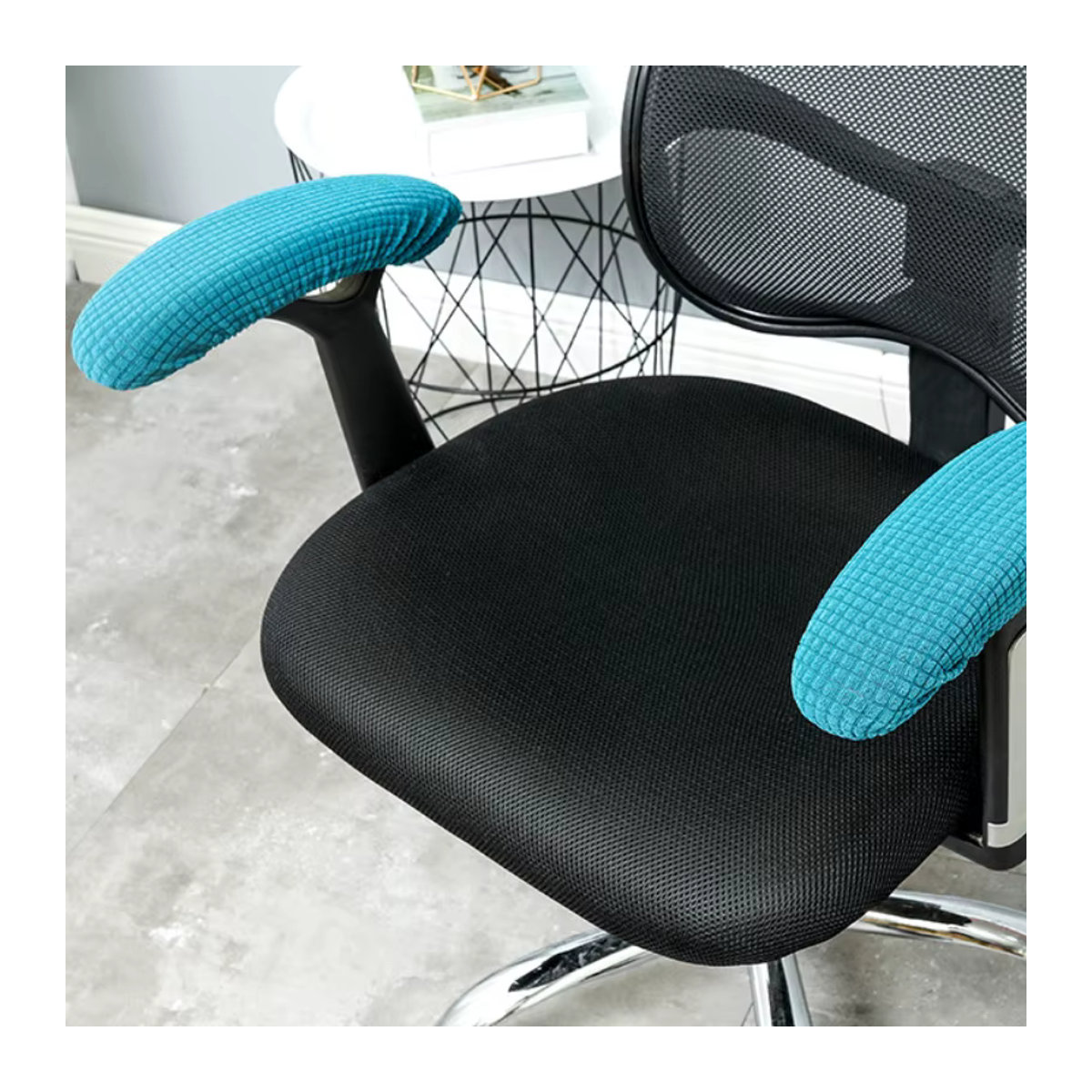 Waschbare und wasserdichte Armlehnenabdeckung für Bürostühle aus elastischem Stoff, Schwarz, 1 Paar - Bild 4
