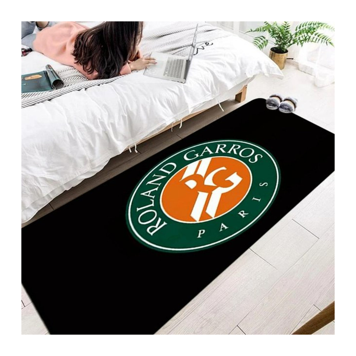 Waschbarer Bodenläufer mit Tennis-Sportmotiv für Wohnzimmer und Flur, B/T: 40 x 120 cm - Bild 1