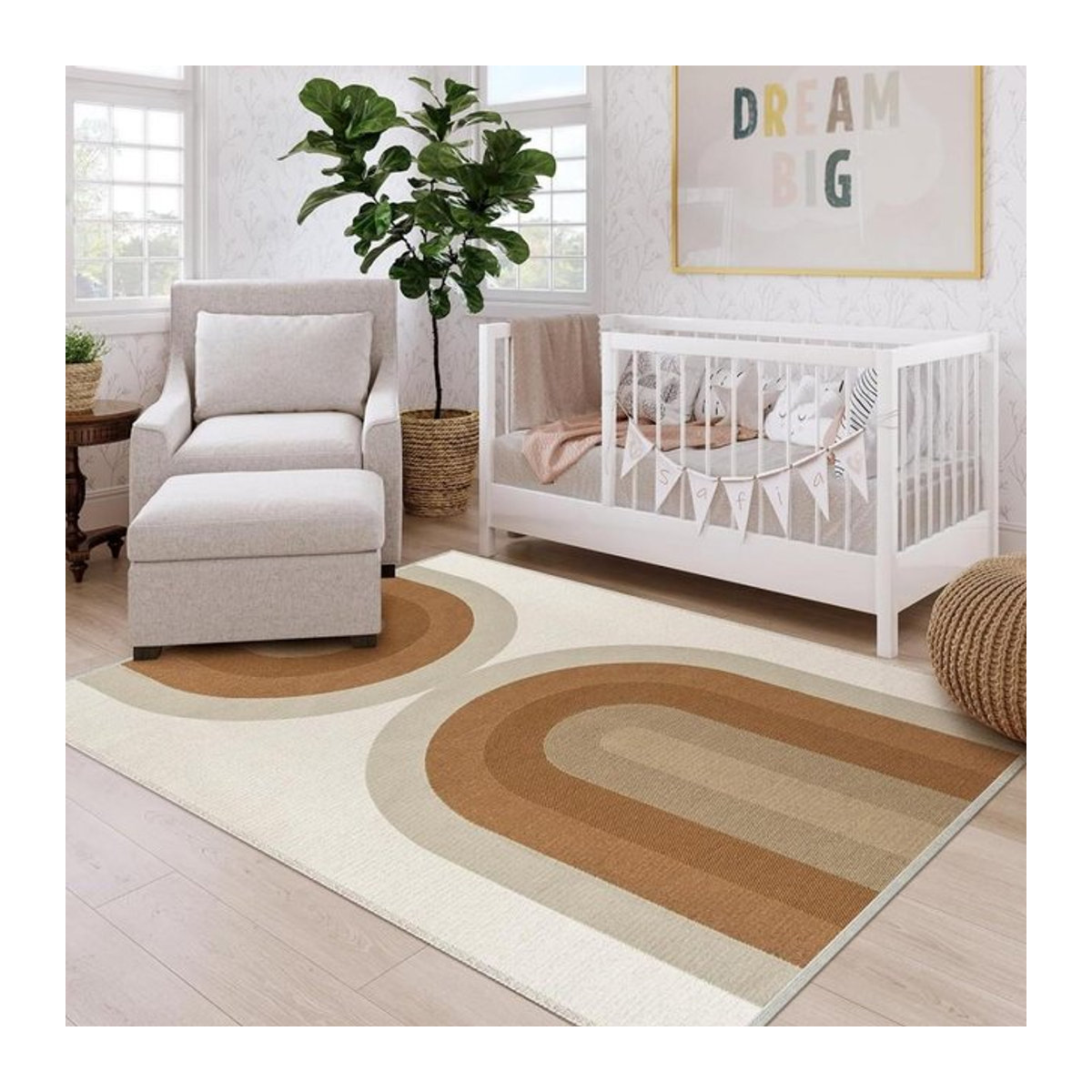Waschbarer Boho-Teppich mit Regenbogen-Design von BC-Warm Home für Wohnzimmer, Schlafzimmer oder Kinderzimmer, B/T: 40 x 60 cm - Bild 1