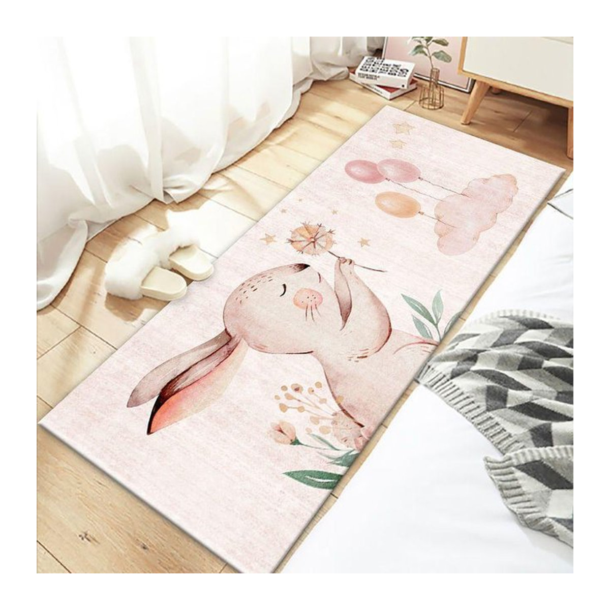 Waschbarer Cartoon-Teppich für das Kinderzimmer als moderne Kinderspielmatte in Kawaii-Design, B/T: 100 x 160 cm - Bild 1