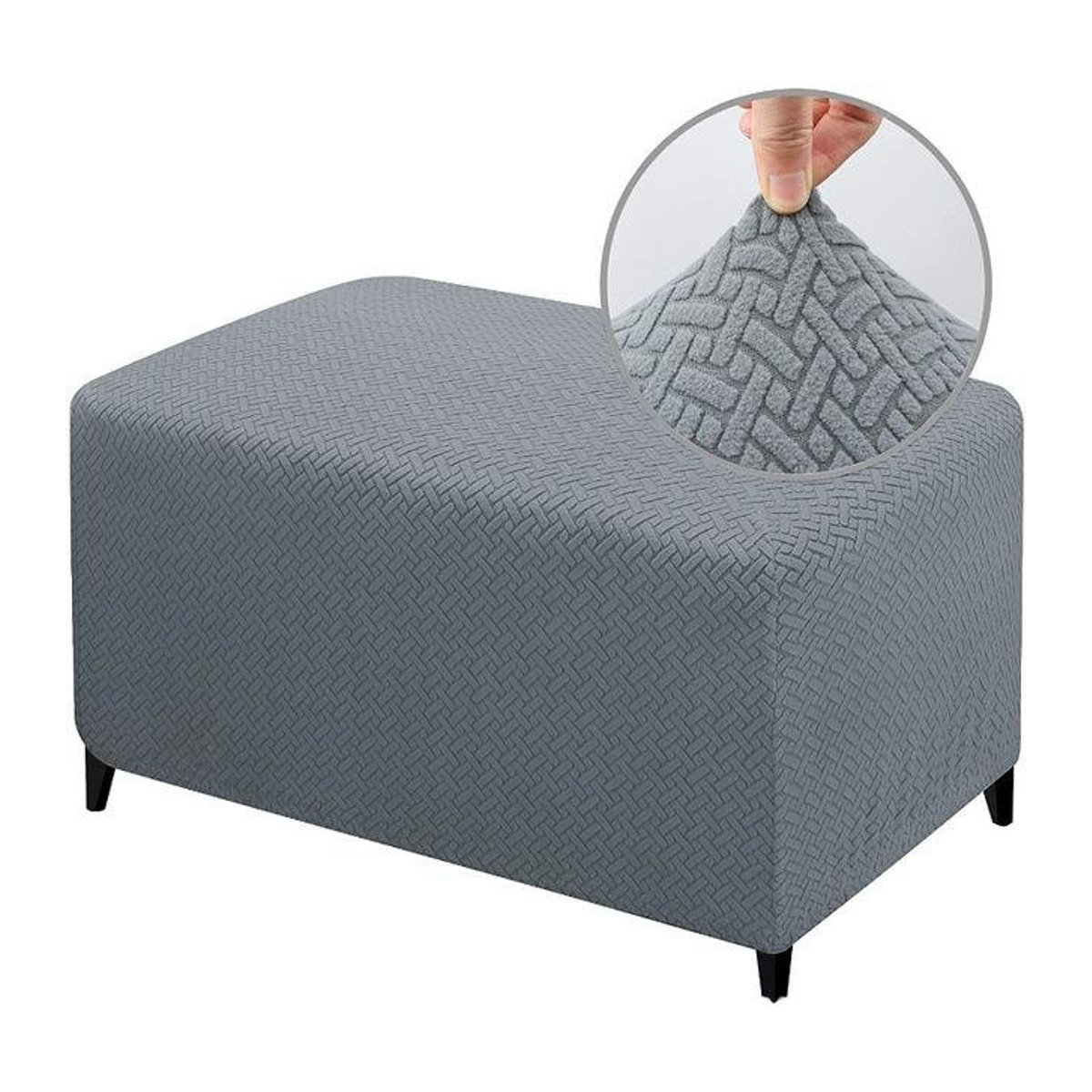 Waschbarer Jacquard Ottoman Bezug in Grau für Hocker und Bänke von Your Warm Home - Bild 1