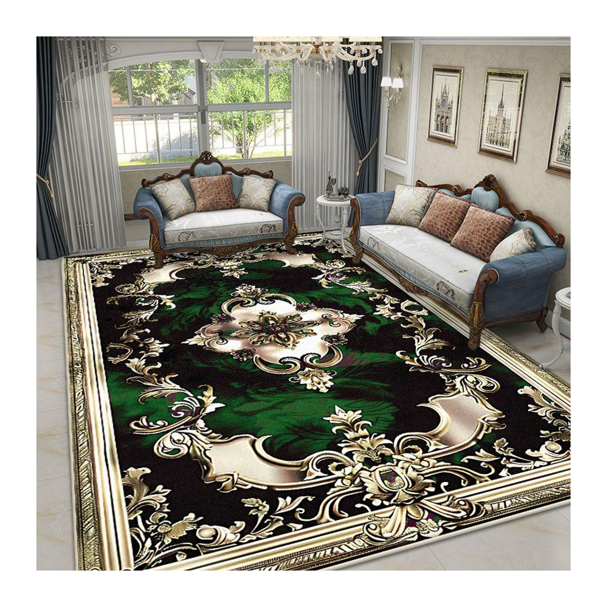 Waschbarer Retro-Teppich JGJG in Grün für Wohnzimmer und Schlafzimmer B/T: 200 x 230 cm - Bild 2