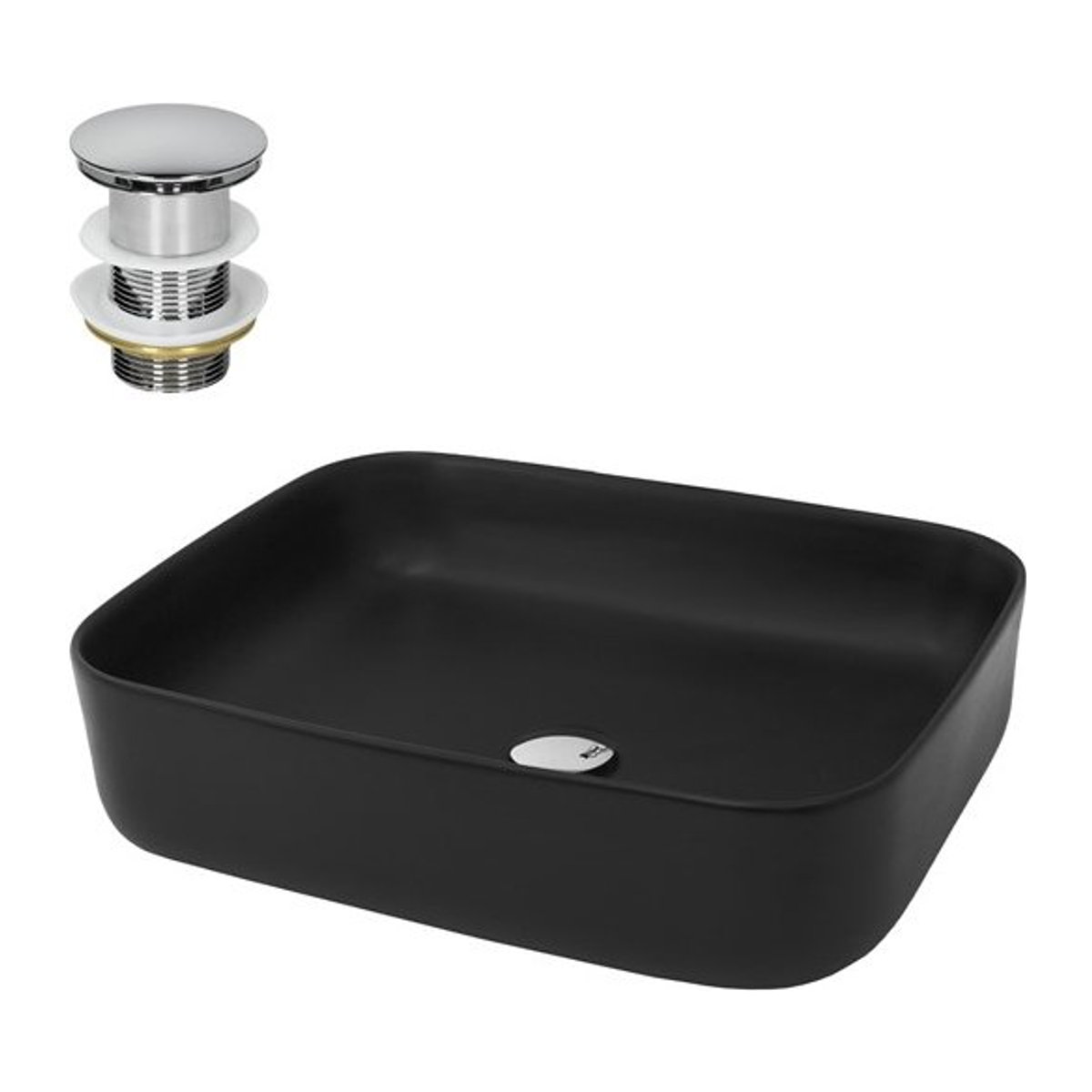 Waschbecken mit Ablaufgarnitur aus Keramik in Schwarz von ML-Design ohne Überlauf B: 51 cm, T: 40,5 cm, H: 13,5 cm - Bild 1
