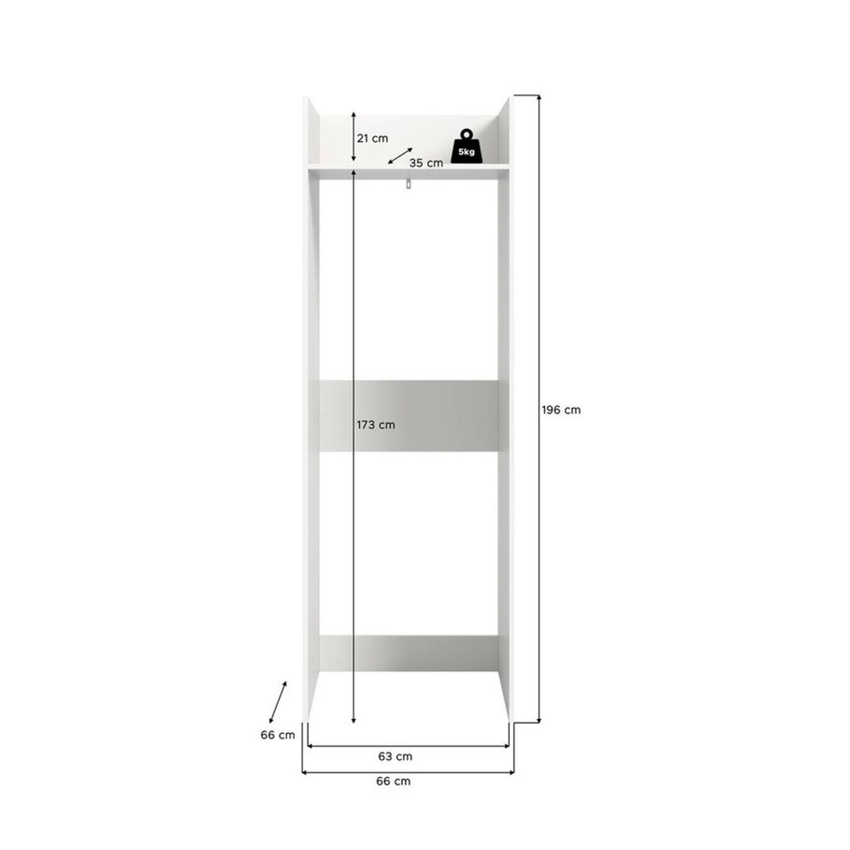 Waschmaschinenumbauschrank Free von xonox.home in Weiß, Modern und Minimalistisch, B/H/T: 66 x 196 x 66 cm - Bild 2