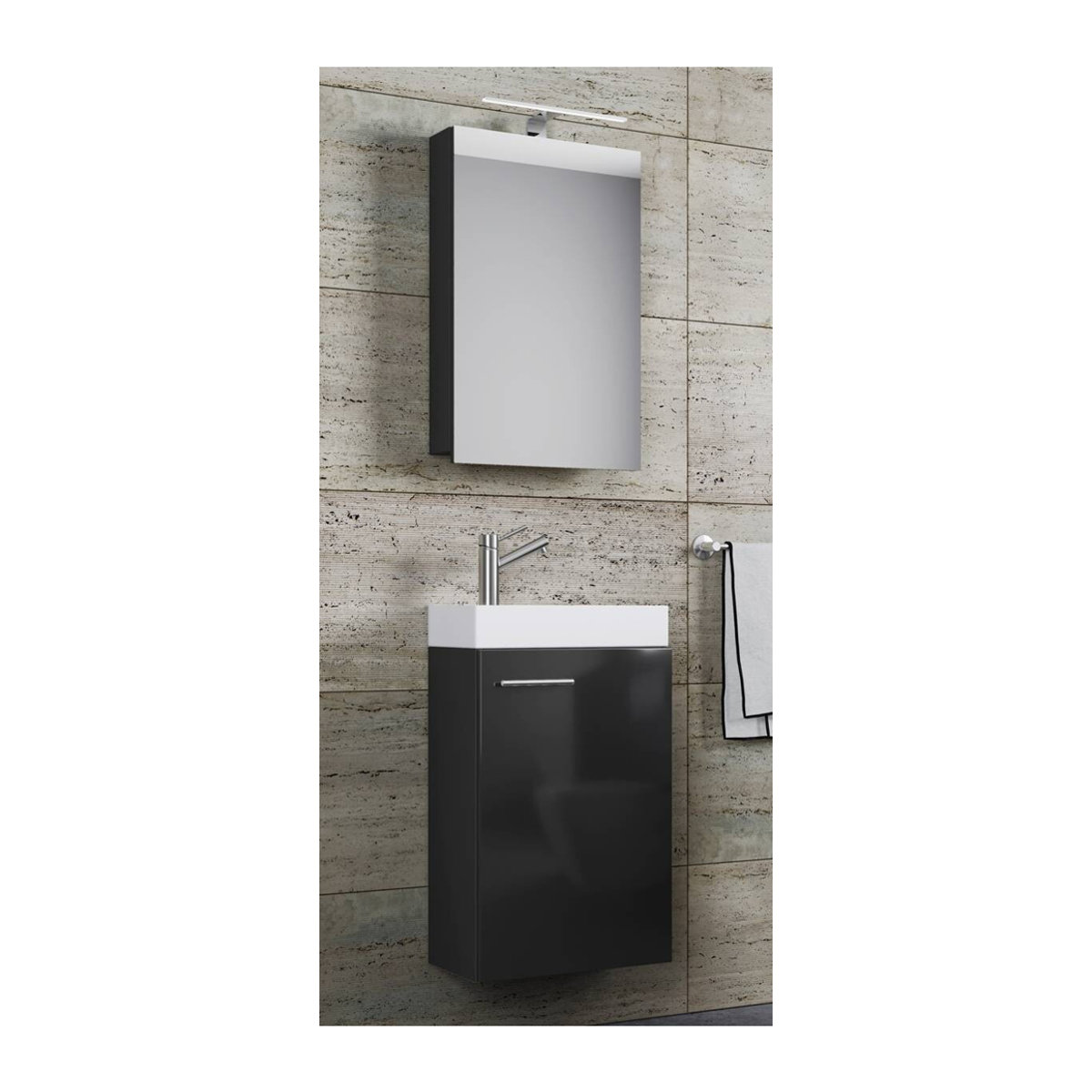 Waschplatz Slito 4-teilig in Schwarz und Weiß, B/H/T: ca. 41 x 69,5 x 22 cm - Bild 1