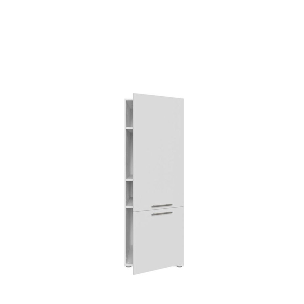 Washcab Aufbewahrungsschrank in Weiß aus Holzwerkstoff mit Drehtüren, modern und minimalistisch, H x B x T: 142 x 50 x 67,5 cm - Bild 1