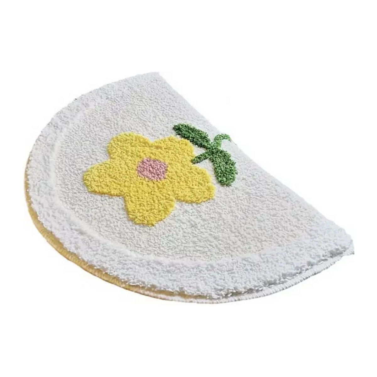 Wasserabsorbierende Badematte im Halbkreis-Design mit Panda- und Blumenmuster in Dunkelblau - Bild 1