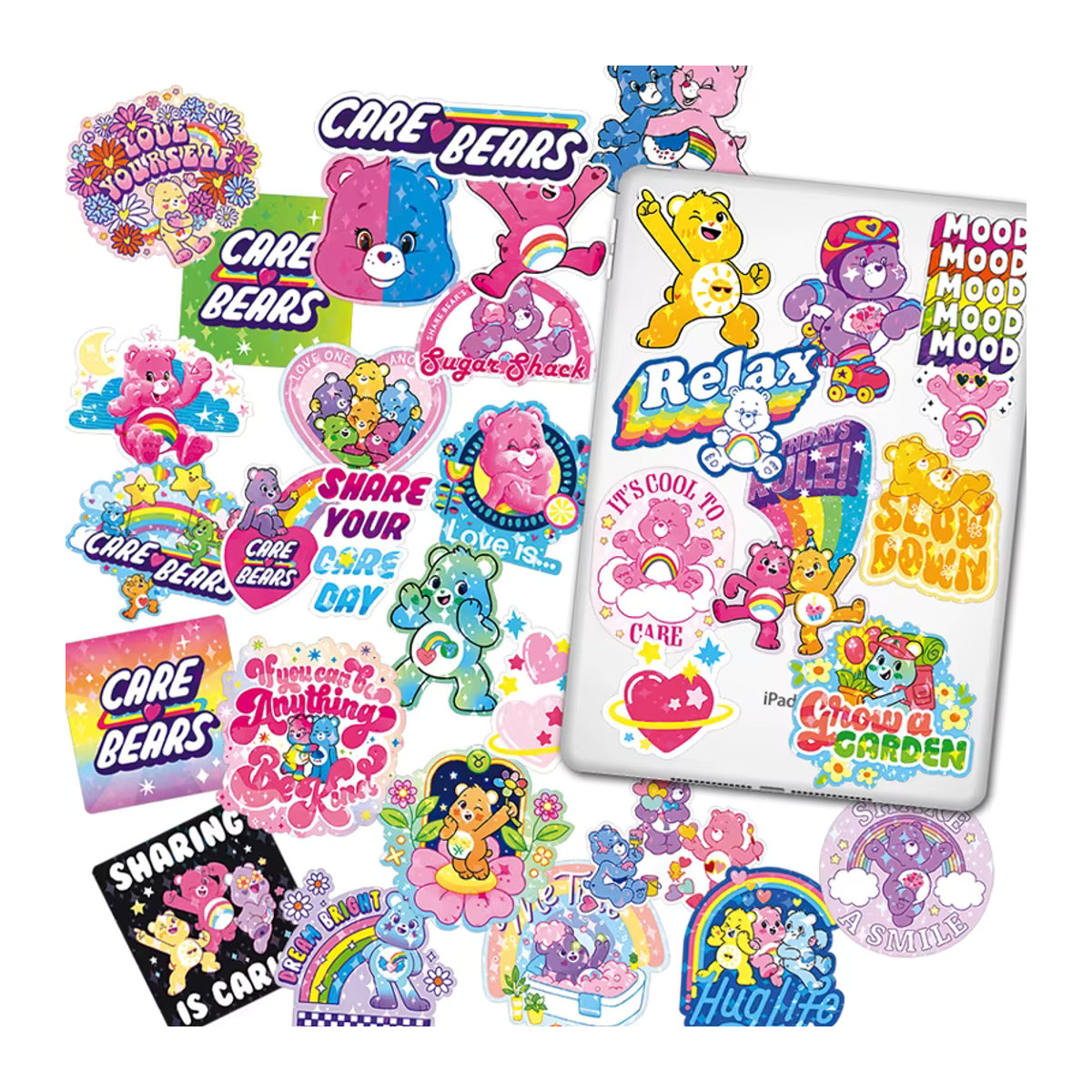 Wasserdichte Care Bears Anime Aufkleber mit Laser-Effekt, mehrfarbig - Bild 2