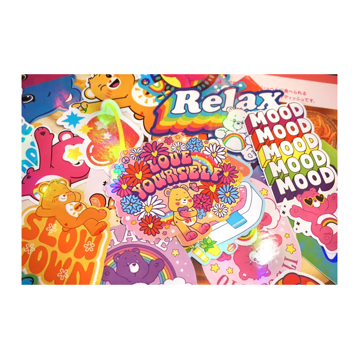 Wasserdichte Care Bears Anime Aufkleber mit Laser-Effekt, mehrfarbig - Bild 3