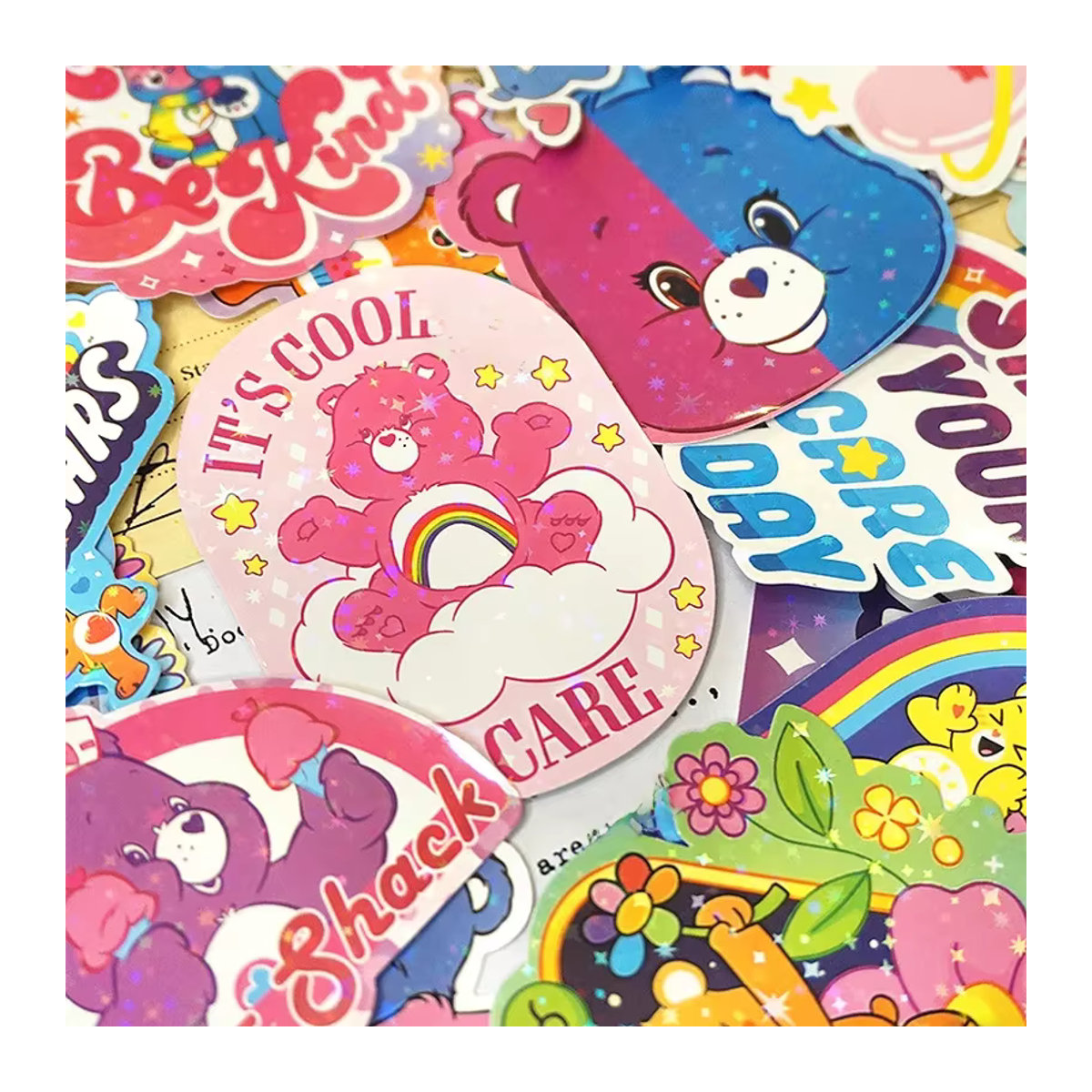 Wasserdichte Care Bears Anime Aufkleber mit Laser-Effekt, mehrfarbig - Bild 4