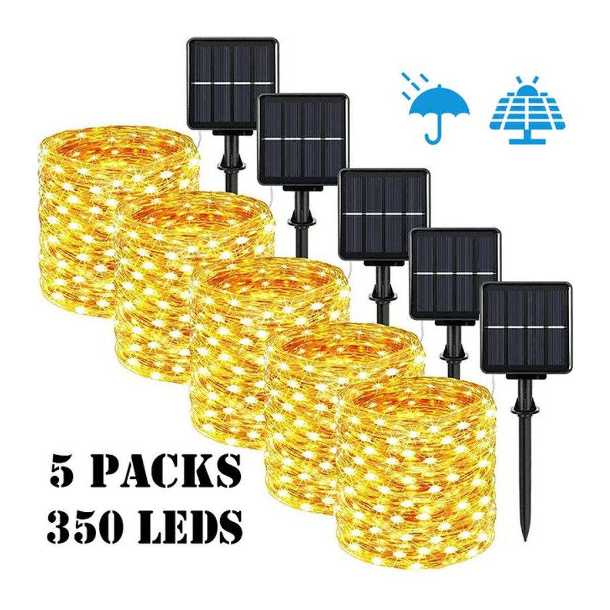 Wasserdichte LED Solar Fairy String Lights für Garten und Terrasse in Gelb - Bild 1